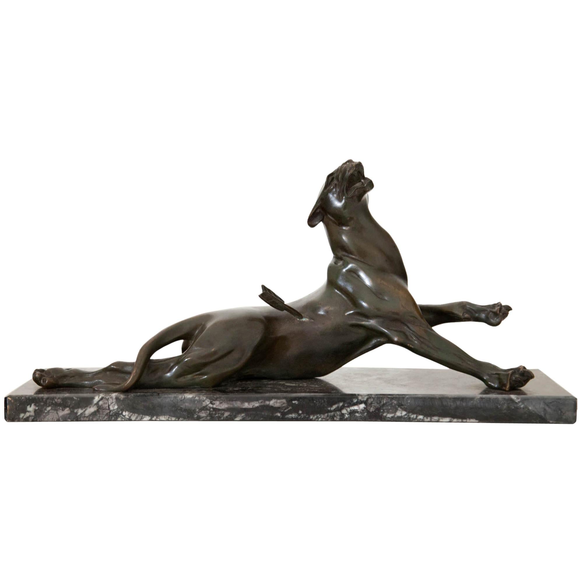 Bronze of a Wound Panther, Probably France, First Half of the 20th Century