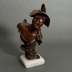 Bronze of a Young Girl with Cherries by Van der Straeten – Triple Patina