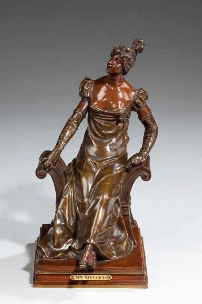 French Bronze of an Edwardian Lady on a Window Seat For Sale