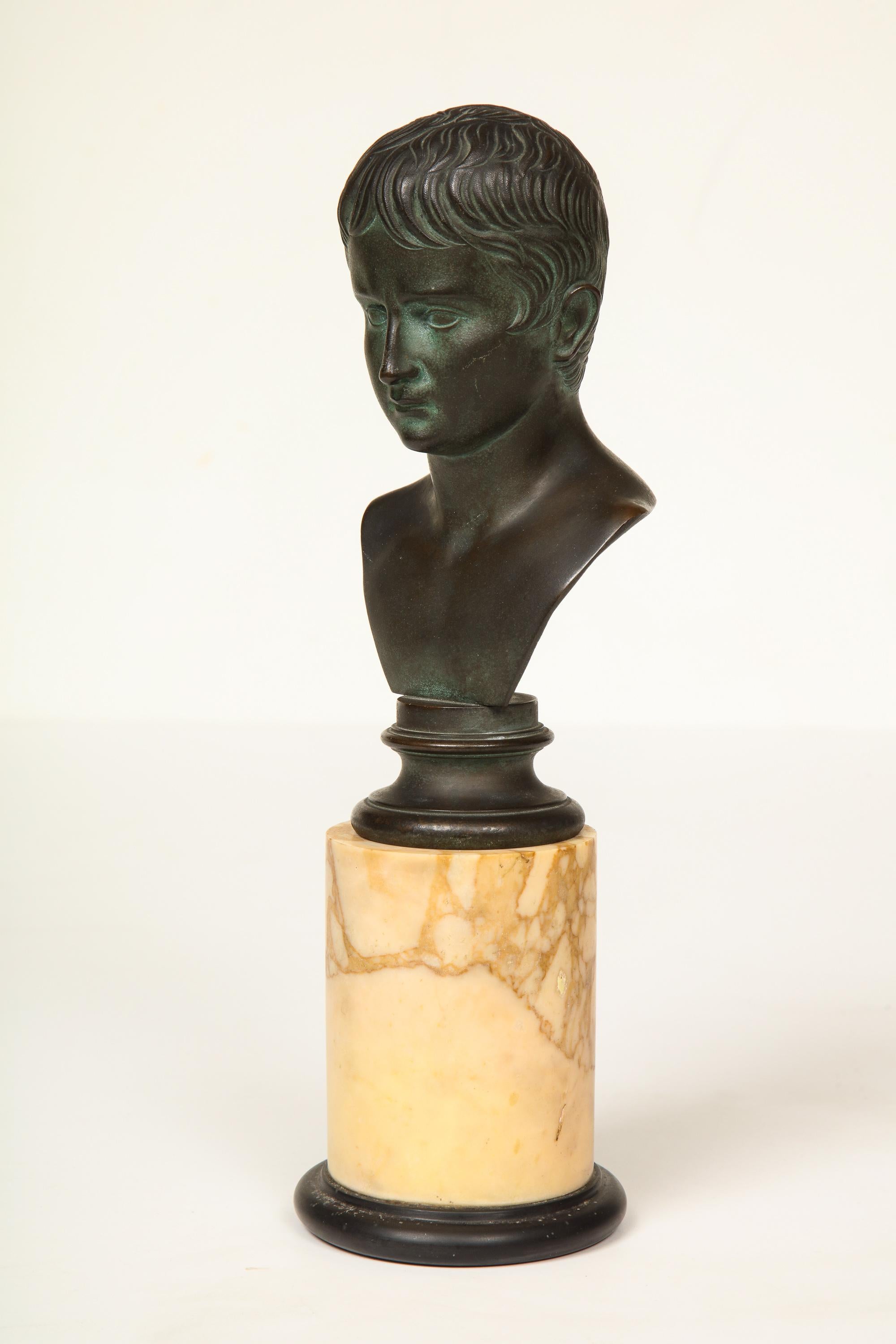 Bronze of Augustus on Sienna Marble Plinth For Sale 4