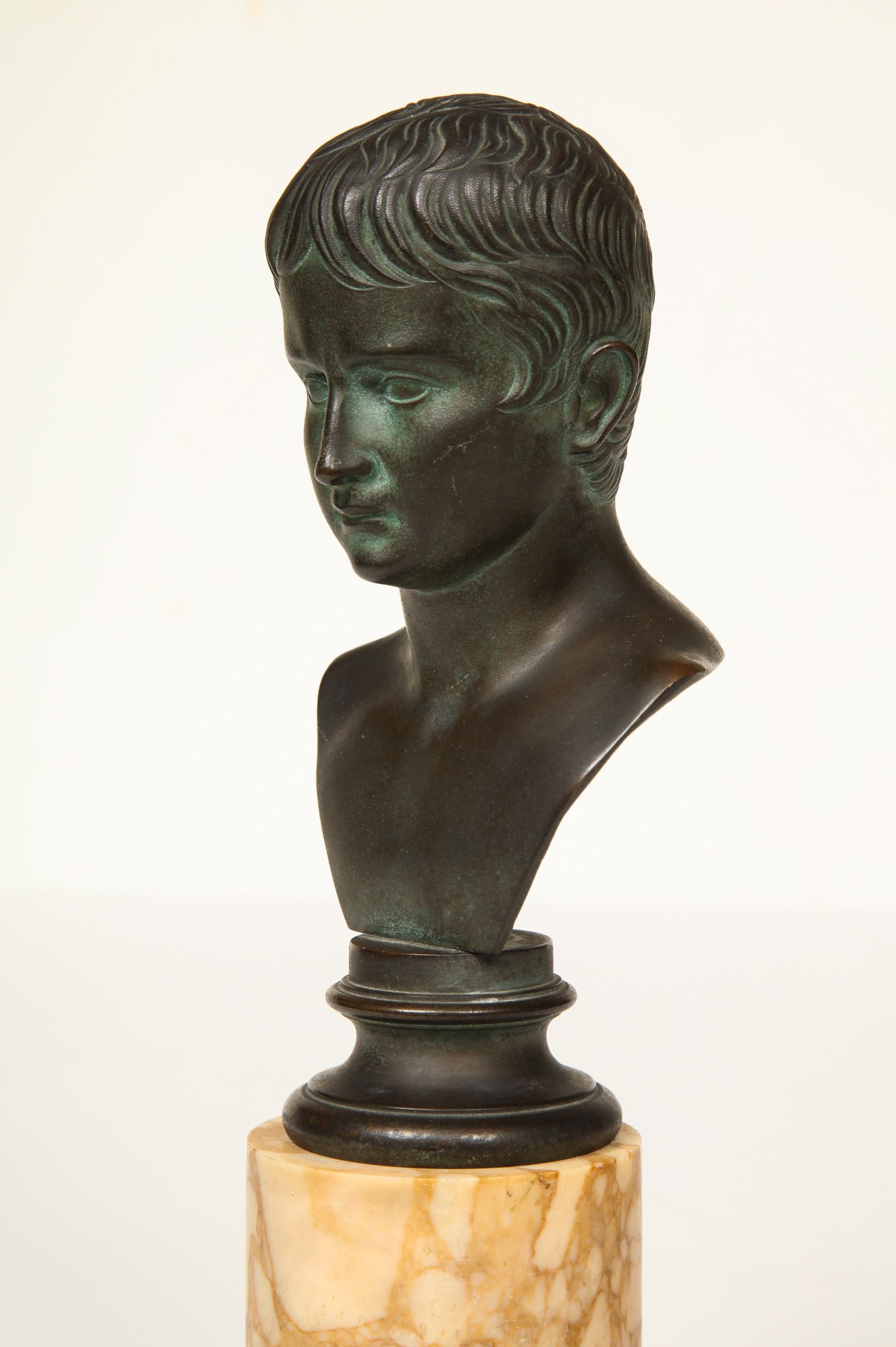 Italian Bronze of Augustus on Sienna Marble Plinth For Sale