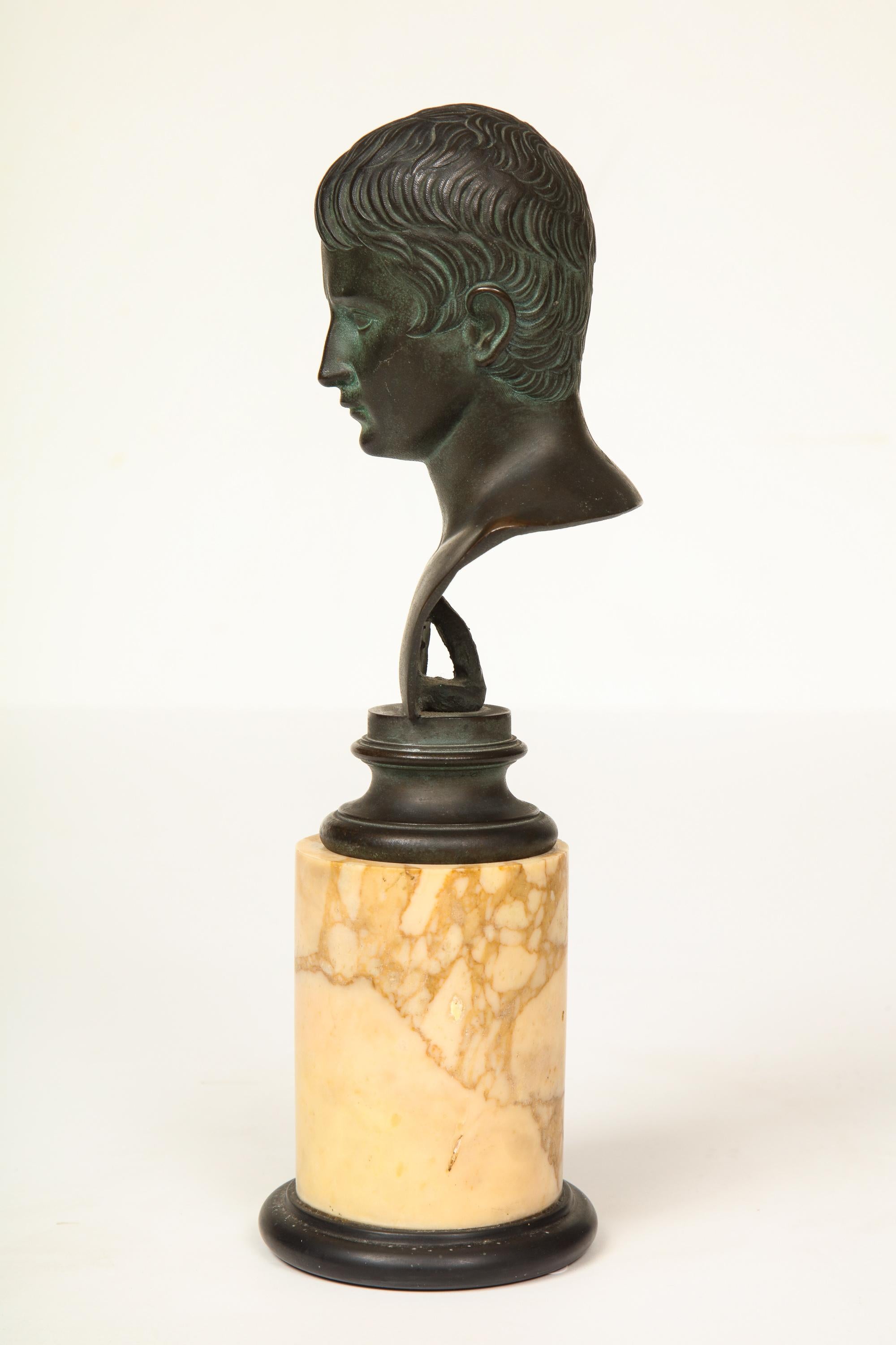 Bronze of Augustus on Sienna Marble Plinth In Good Condition For Sale In New York, NY