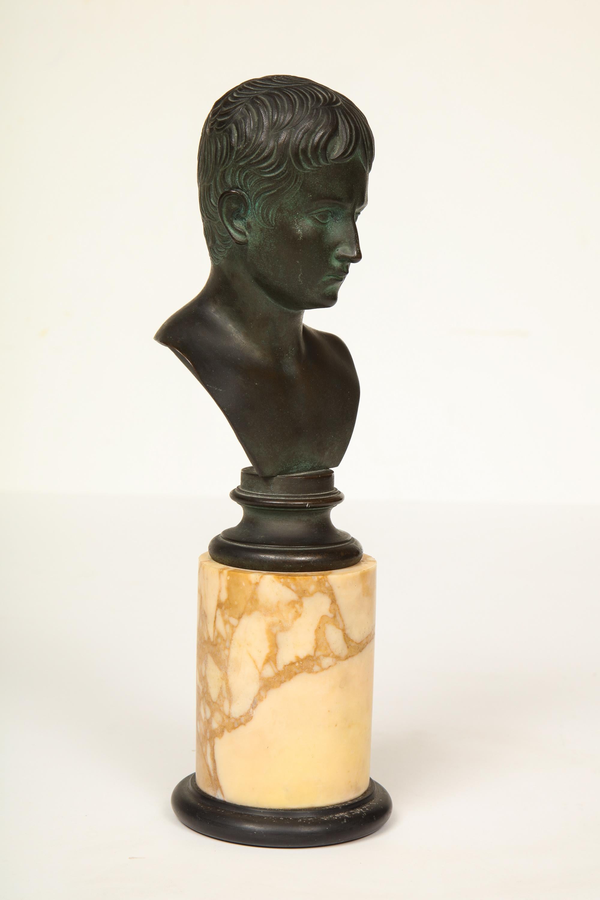 19th Century Bronze of Augustus on Sienna Marble Plinth For Sale