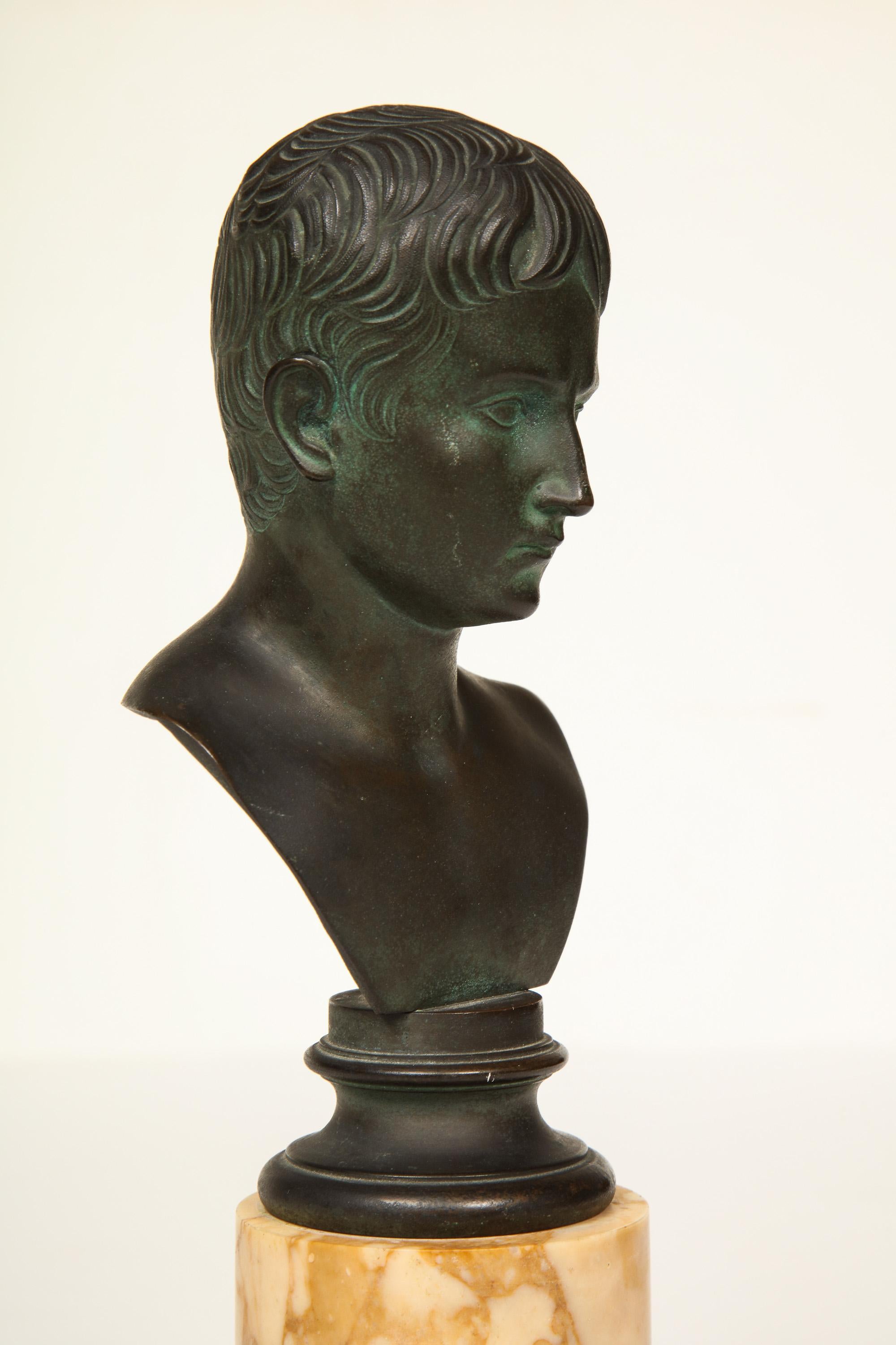 Bronze of Augustus on Sienna Marble Plinth For Sale 1