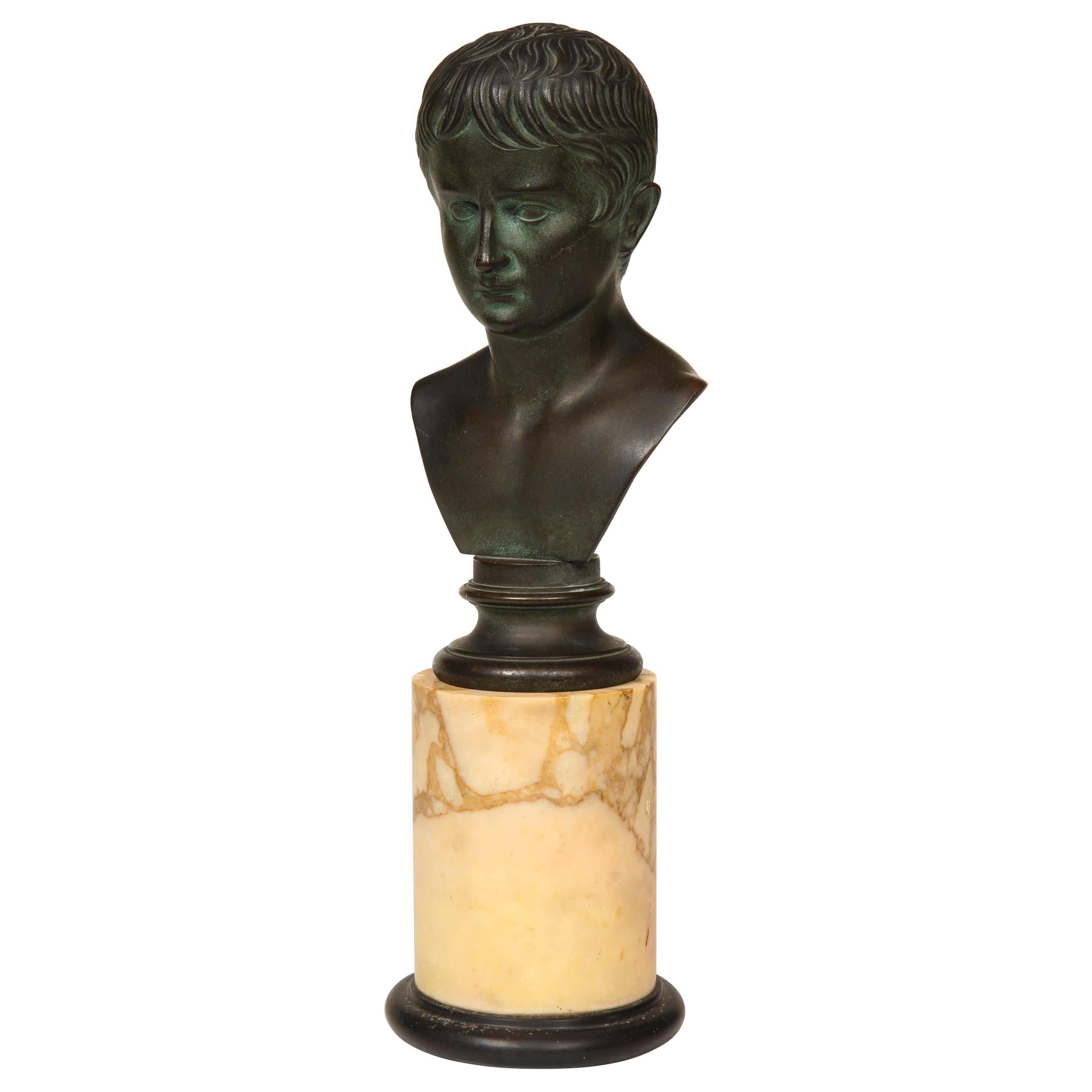 Bronze of Augustus on Sienna Marble Plinth For Sale