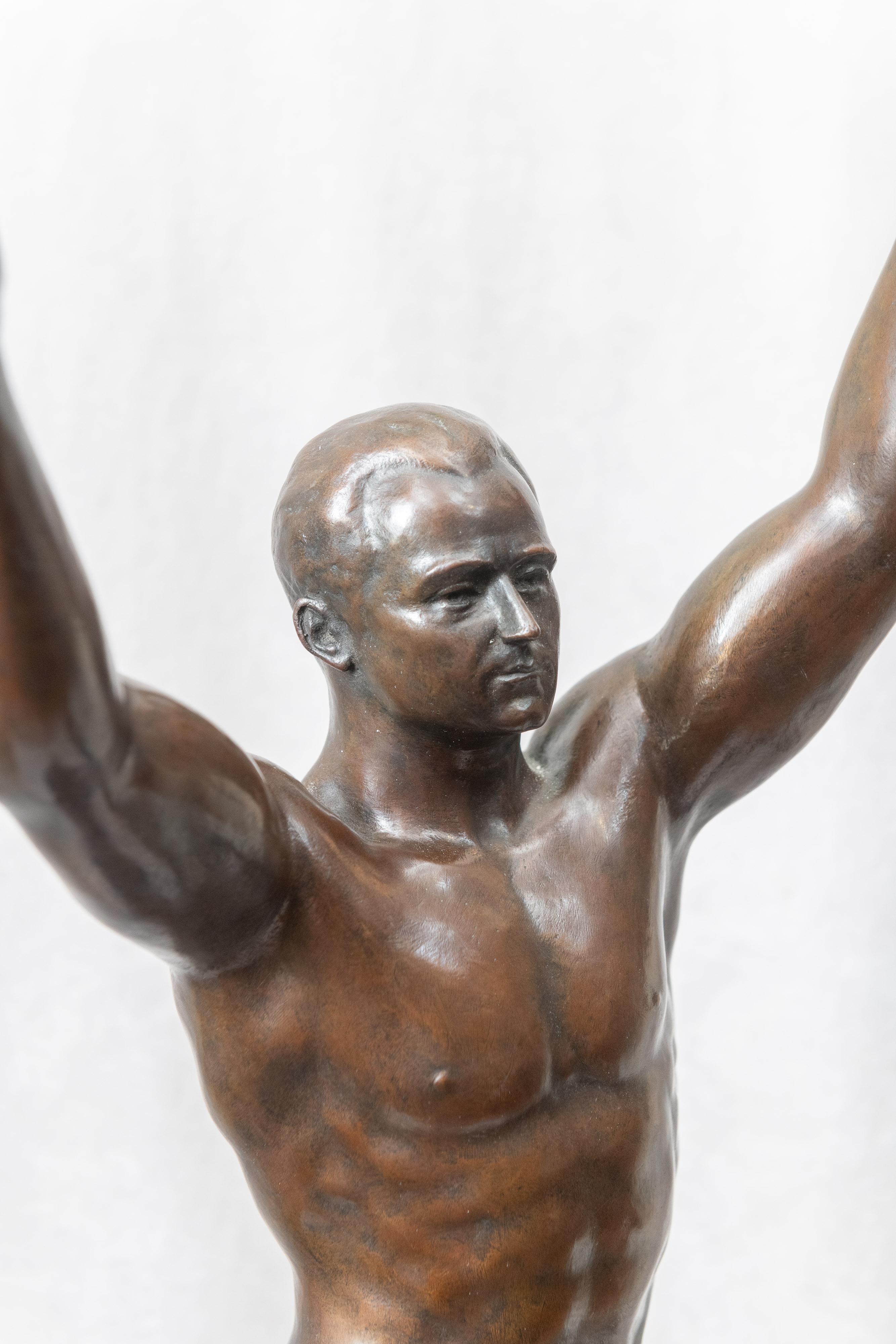 Mid-20th Century Bronze of Charles Atlas Artist signed and Cast by Roman Bronze Works circa 1930s