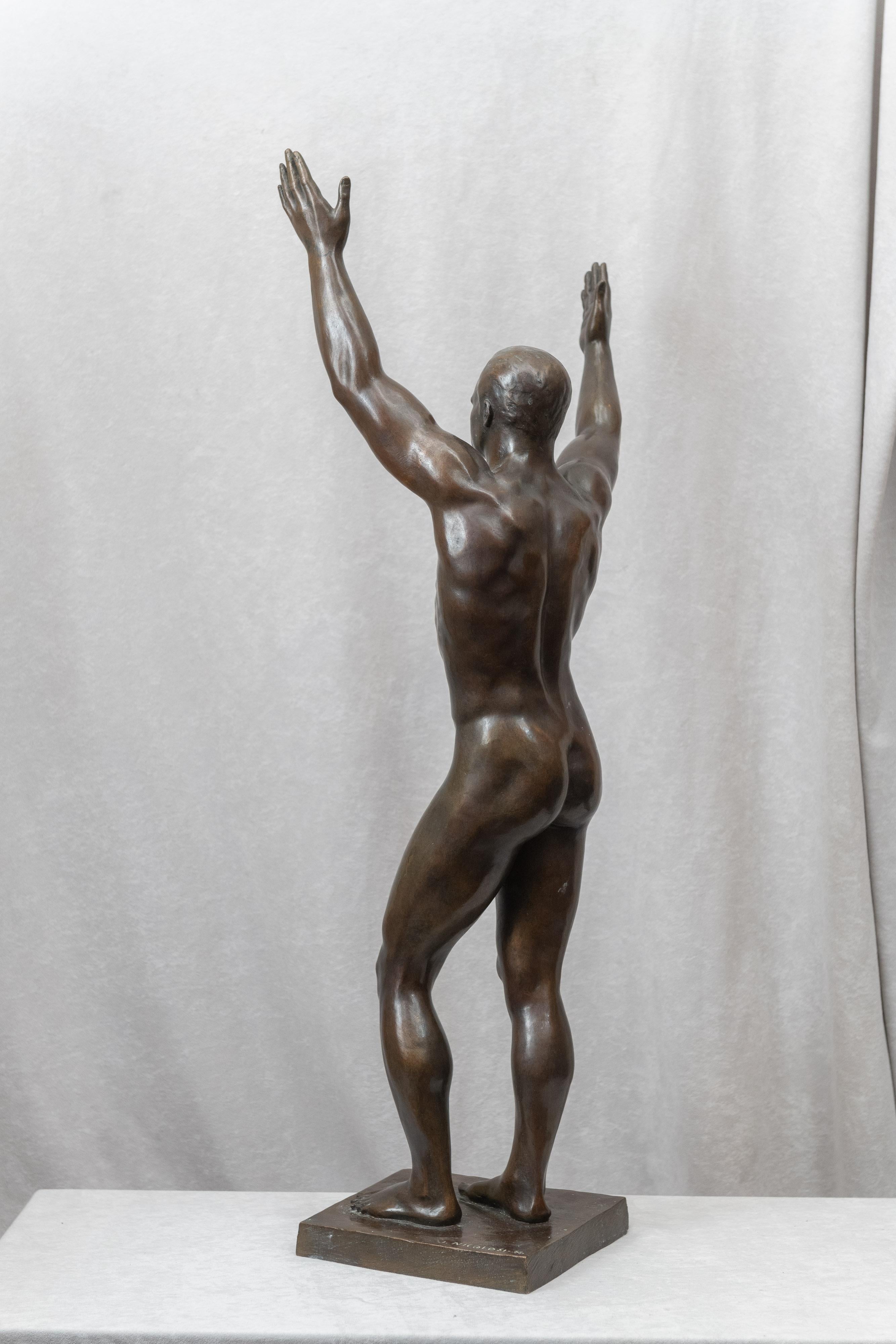 Art Deco Bronze of Charles Atlas Artist signed and Cast by Roman Bronze Works circa 1930s