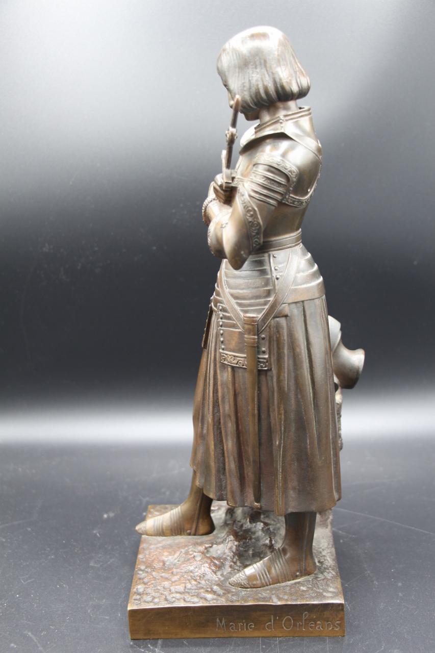 Bronze with brown patina of Joan of Arc, signed by Marie d'Orléans and the stamp of the foundryman Susse frères. In very good condition. The original marble proof, intended for the Historical Galleries of the Museum of the Château de Versailles,