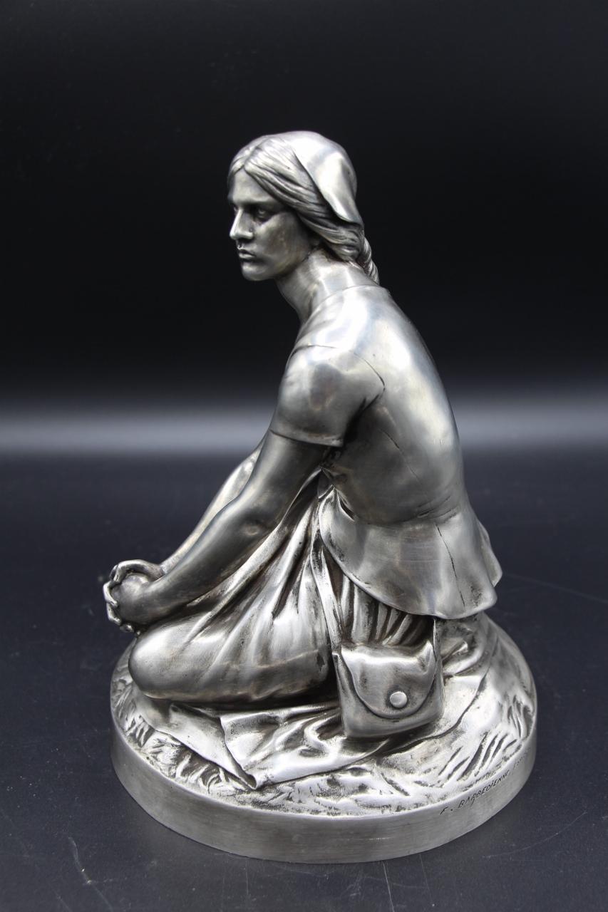 Bronze Of Joan Of Arc With Silver Patina, Barbedienne 19th Century im Zustand „Gut“ im Angebot in Charmes, FR