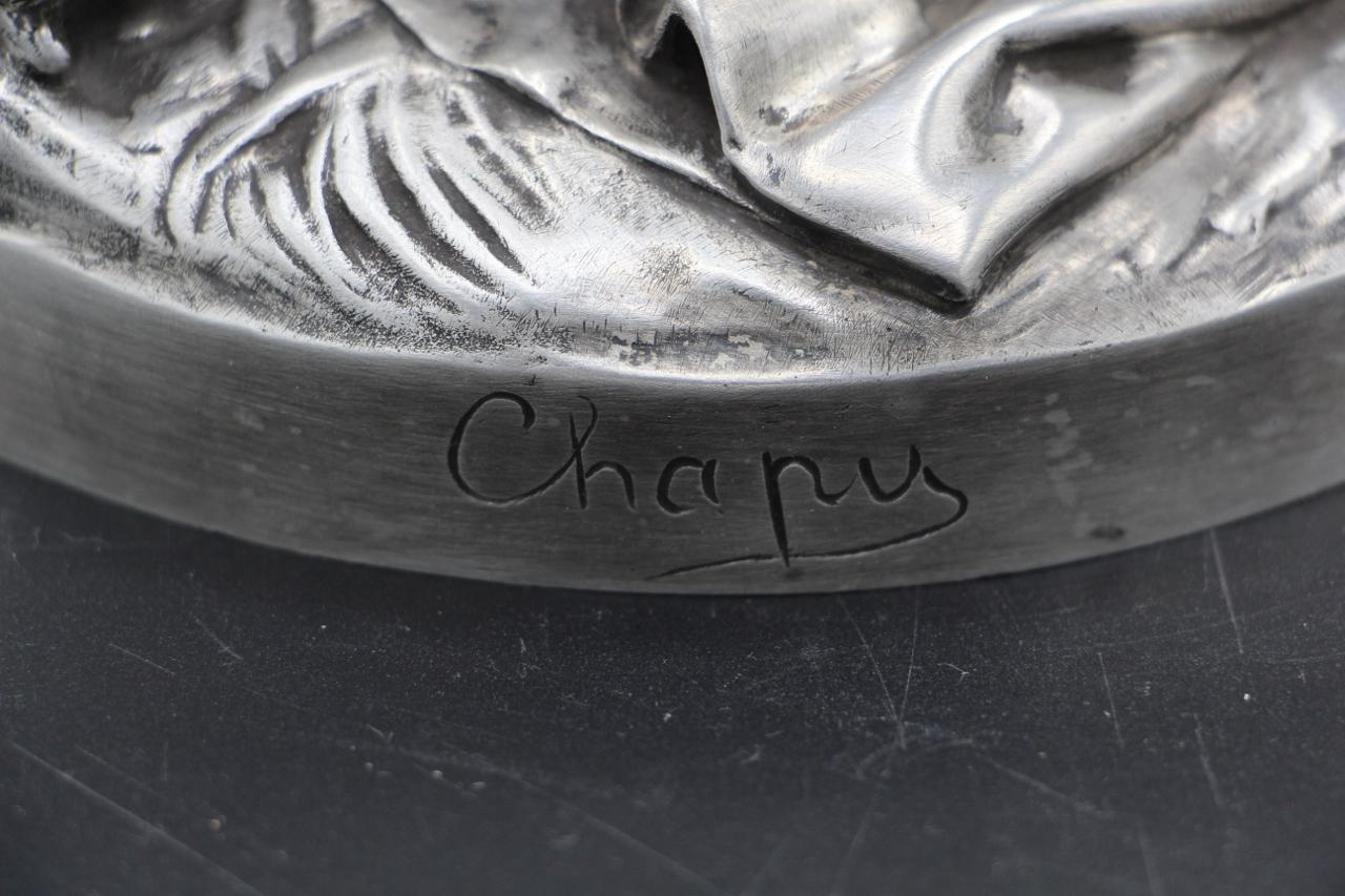 Bronze Of Joan Of Arc With Silver Patina, Barbedienne 19th Century (19. Jahrhundert) im Angebot