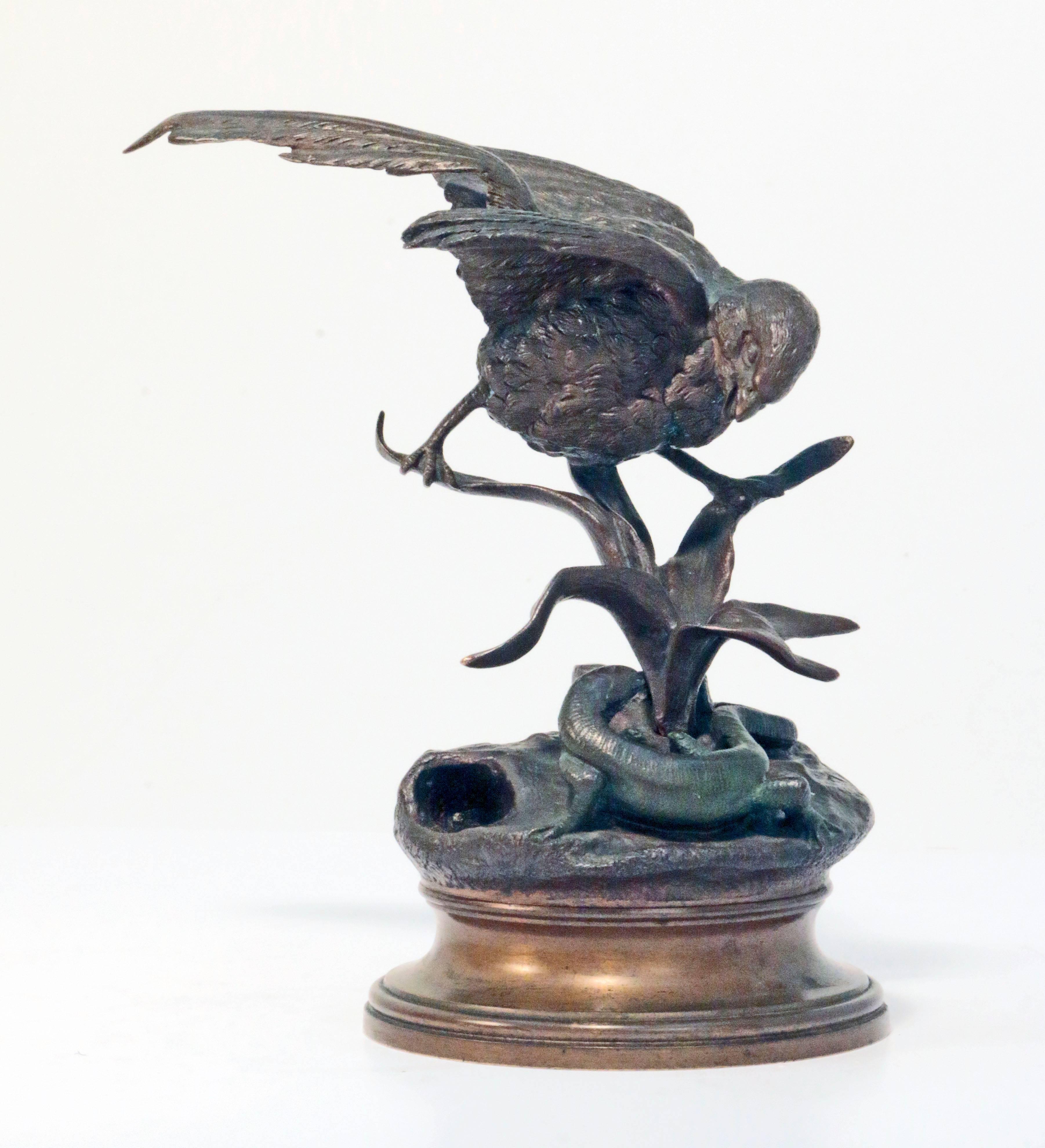 Bronze of Sparrow and Lizard by Jules Moigniez In Good Condition In Montreal, QC