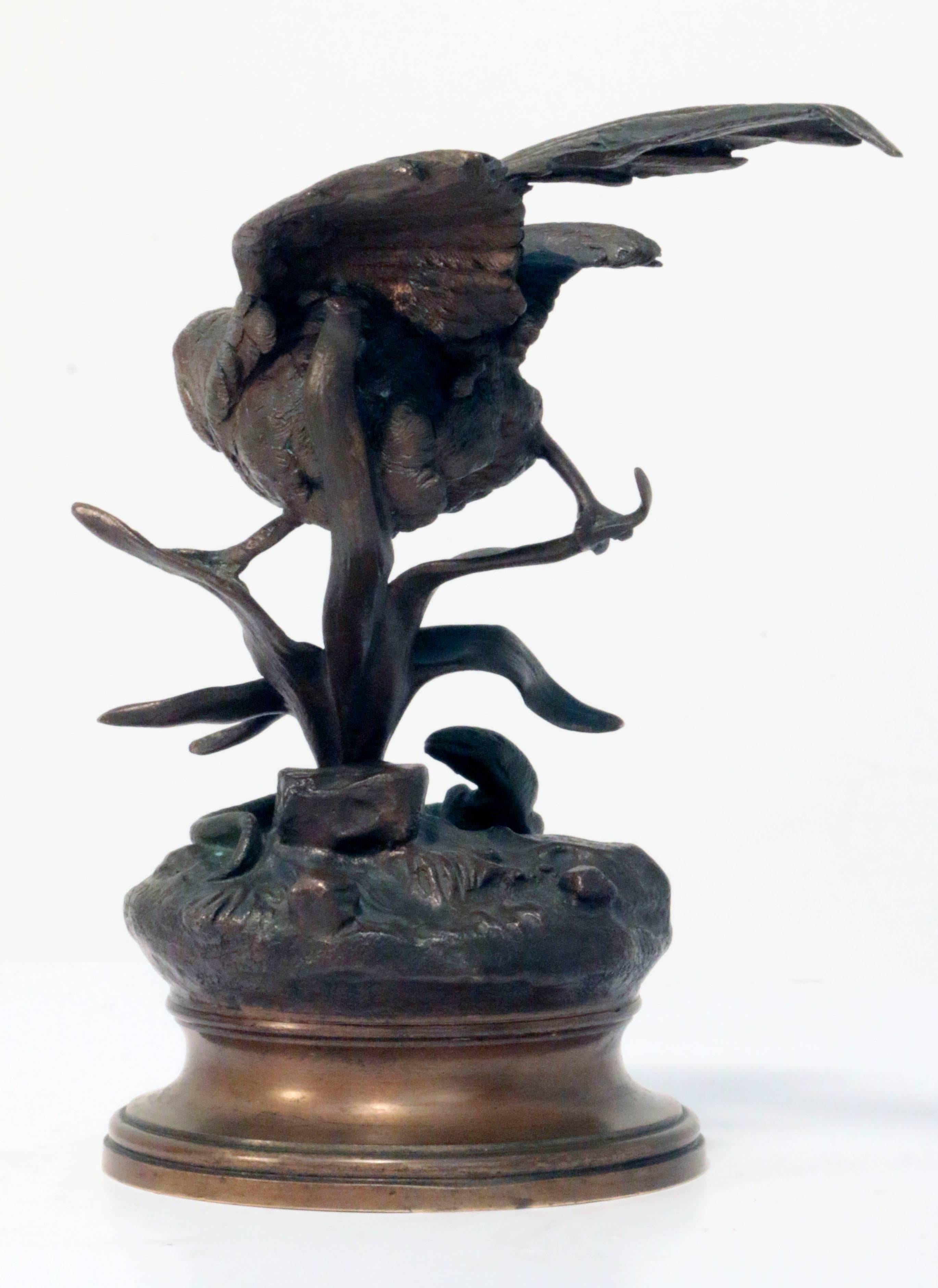 Bronze of Sparrow and Lizard by Jules Moigniez 1