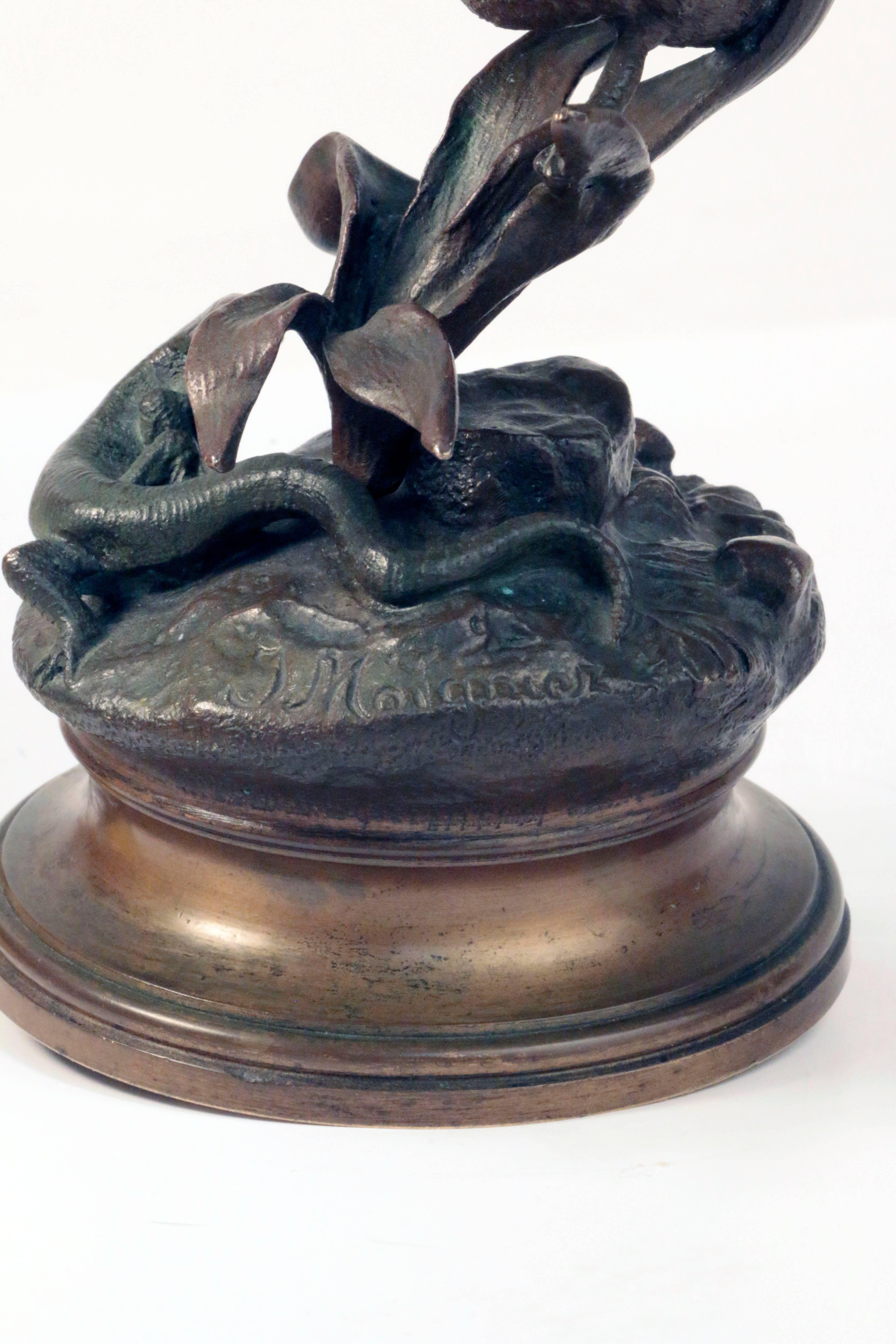 Bronze of Sparrow and Lizard by Jules Moigniez 2