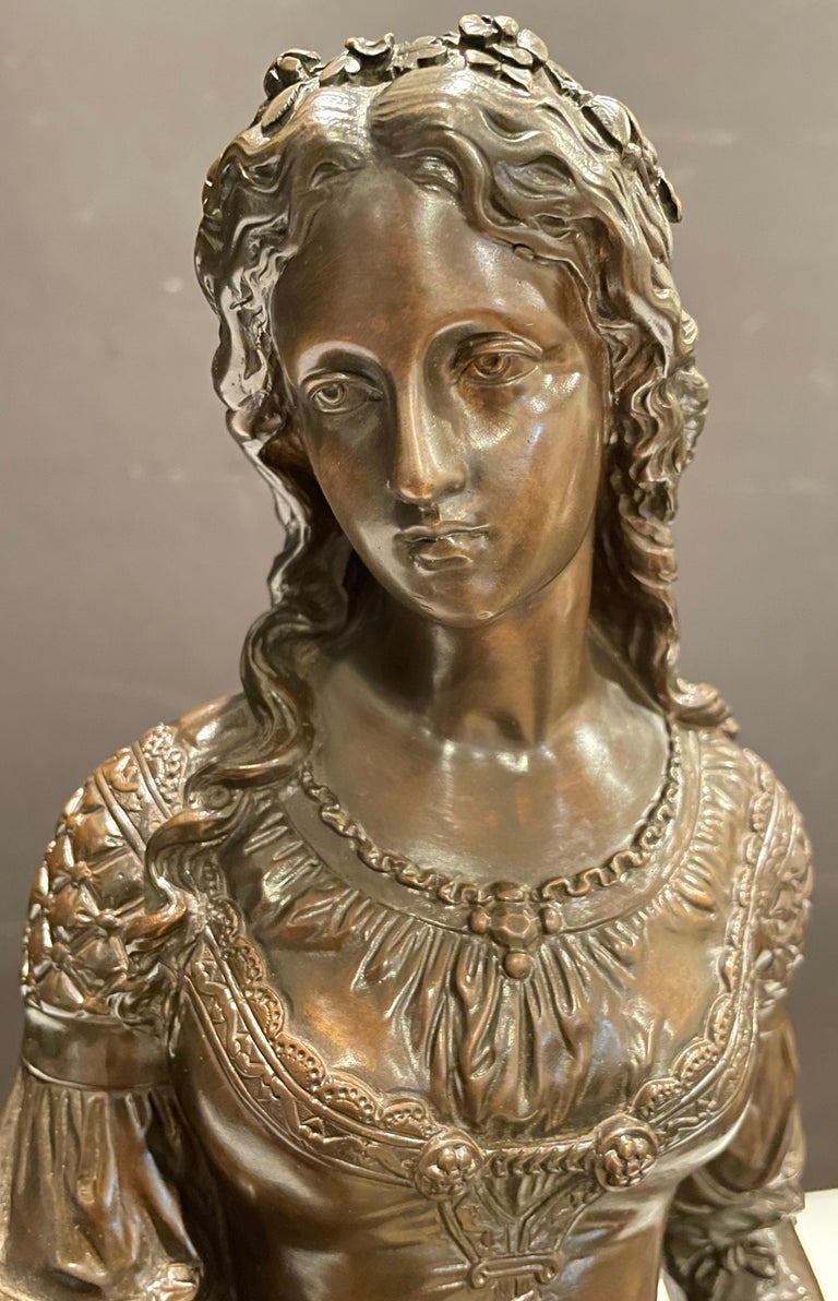 Bronze of Young Woman with Flowers by Marcel Debut For Sale 2
