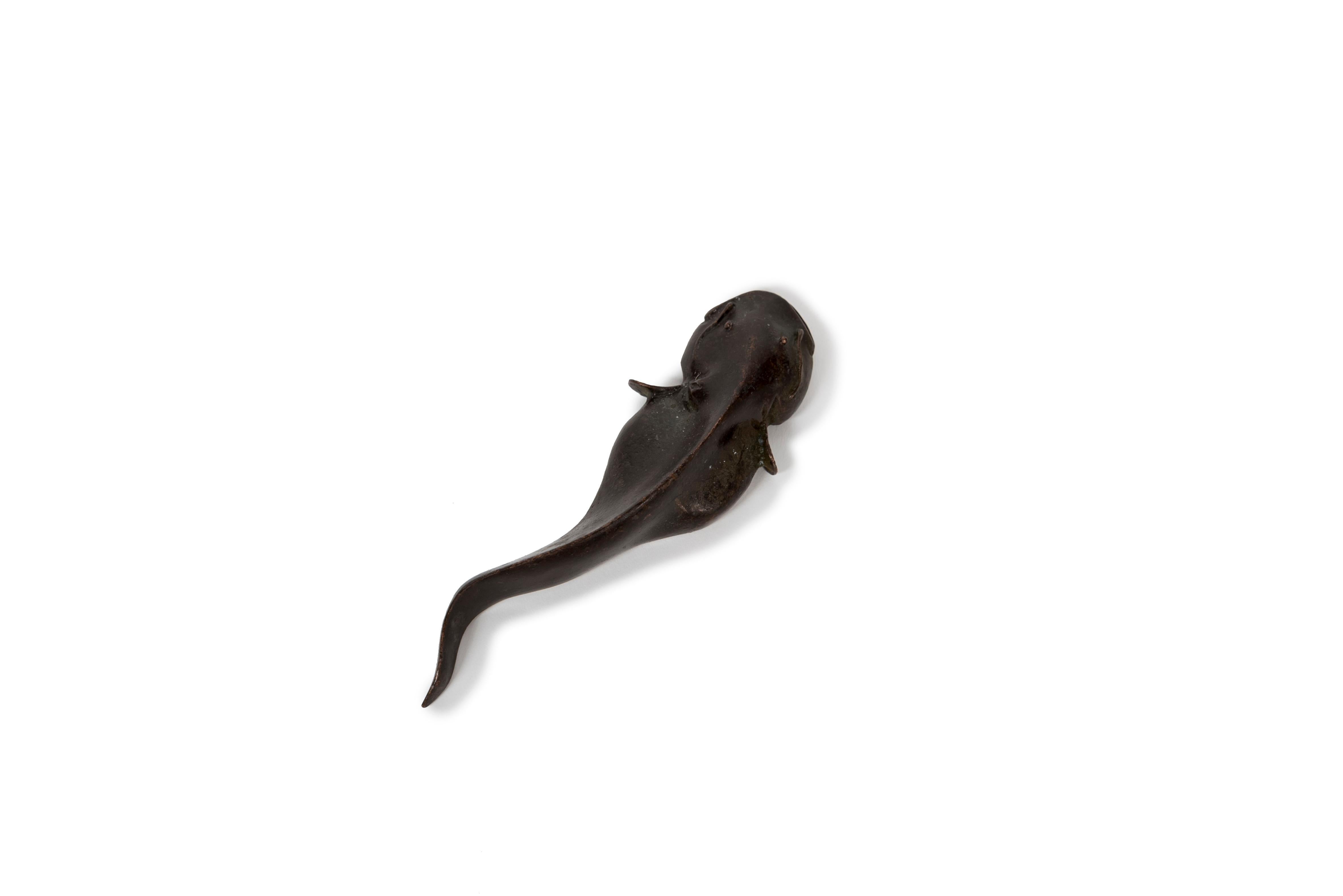 Bronze-Okimono-Skulptur eines Katzenfischs oder namazu aus Bronze (Japanisch) im Angebot