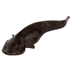 Sculpture okimono d'un coquillage ou namazu en bronze