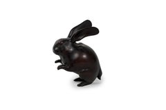 Bronze okimono sculpture of a standing hare