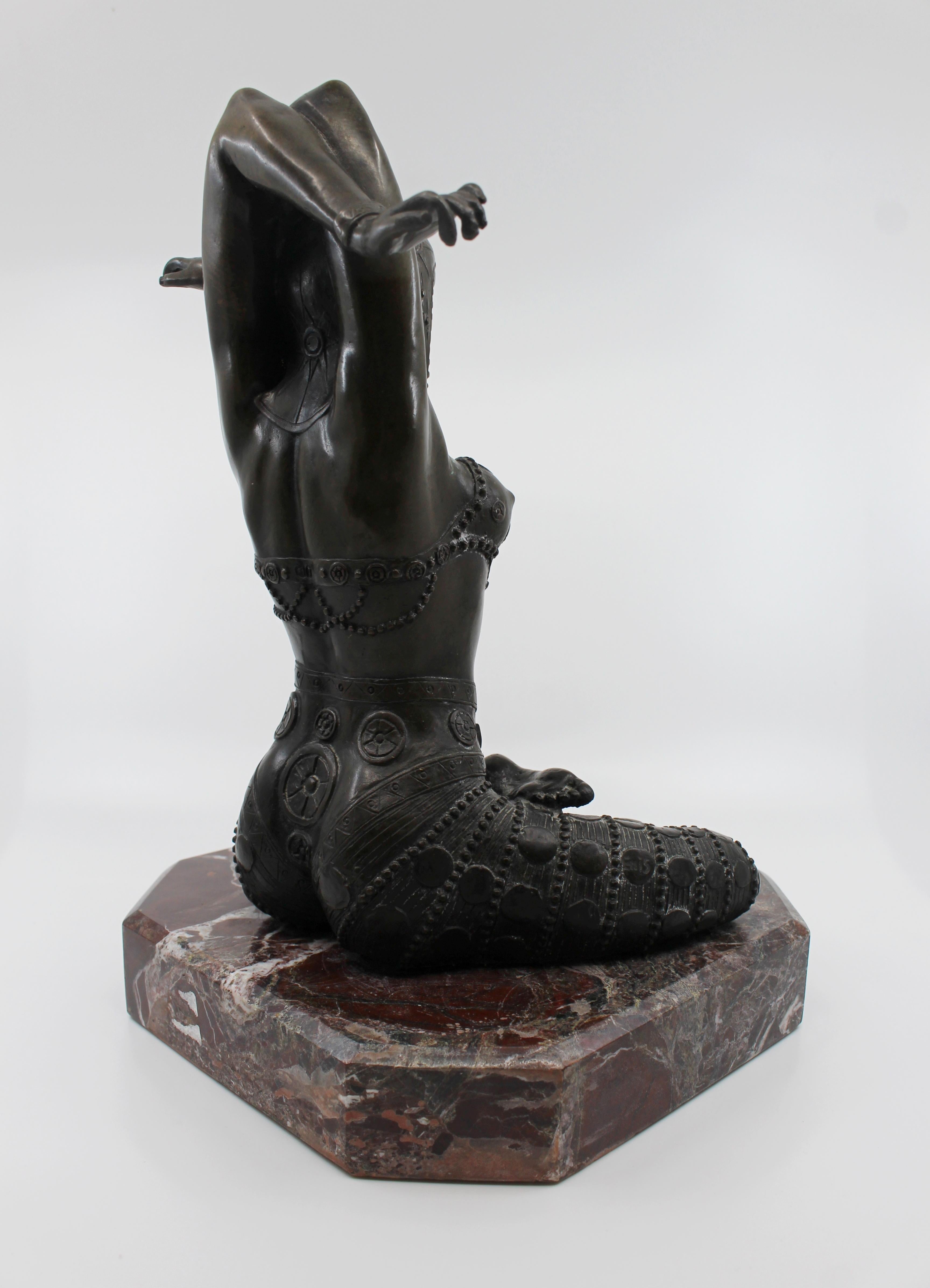 20th Century Bronze on Marble Base Seated Cross Legged Lady For Sale