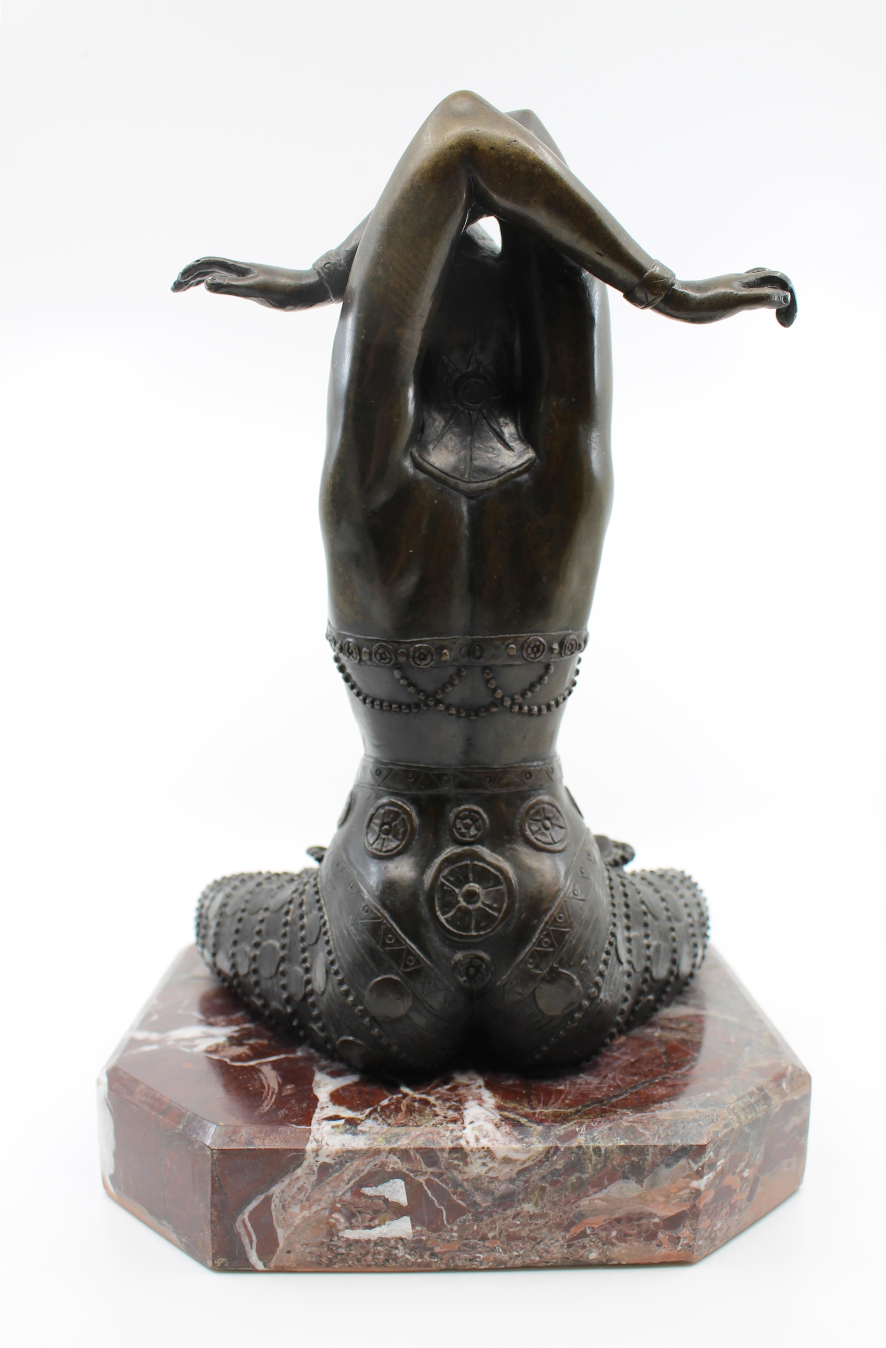 Bronze on Marble Base Seated Cross Legged Lady For Sale 1
