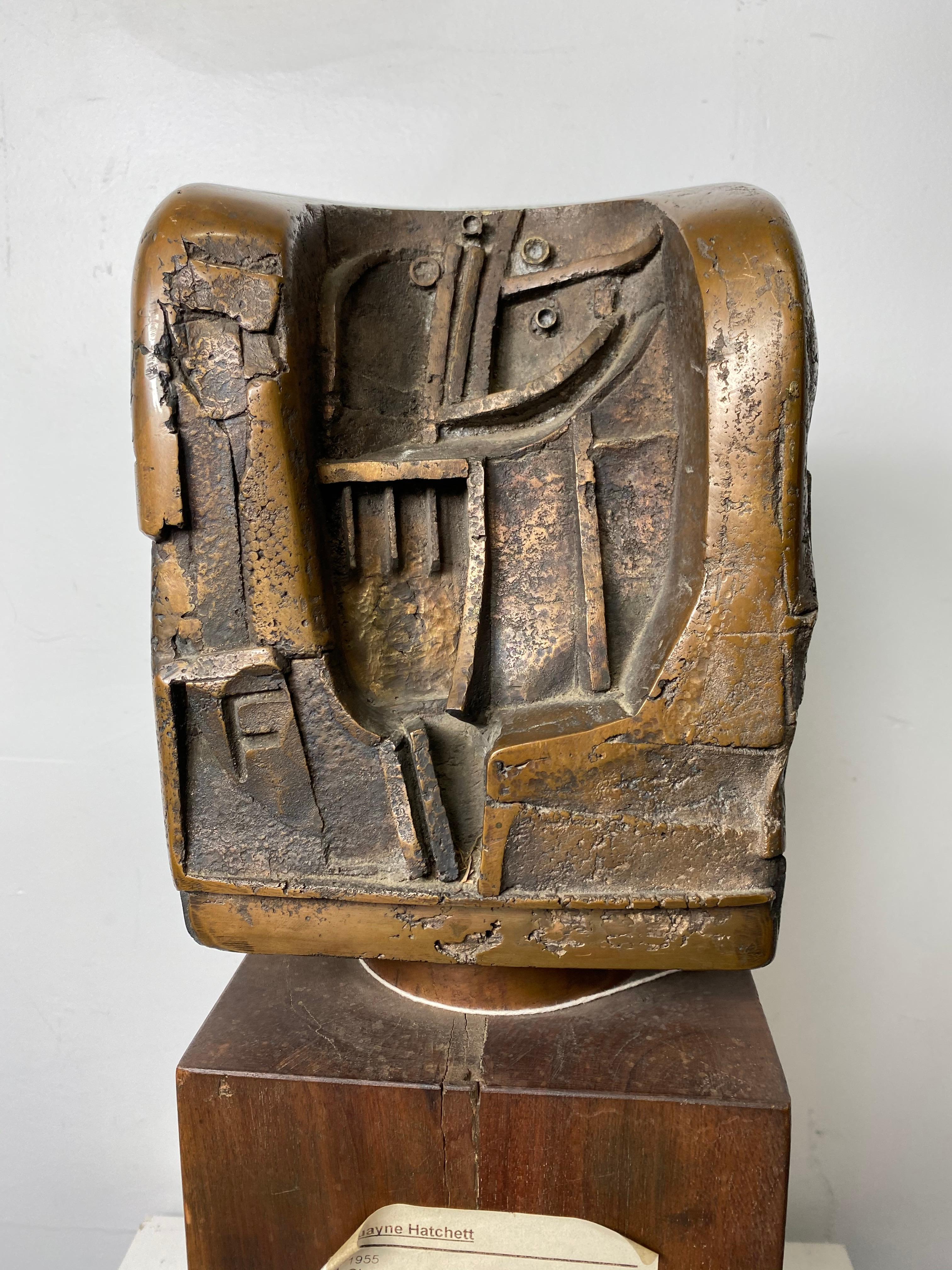 Early bronze on wood Brutalist sculpture,,