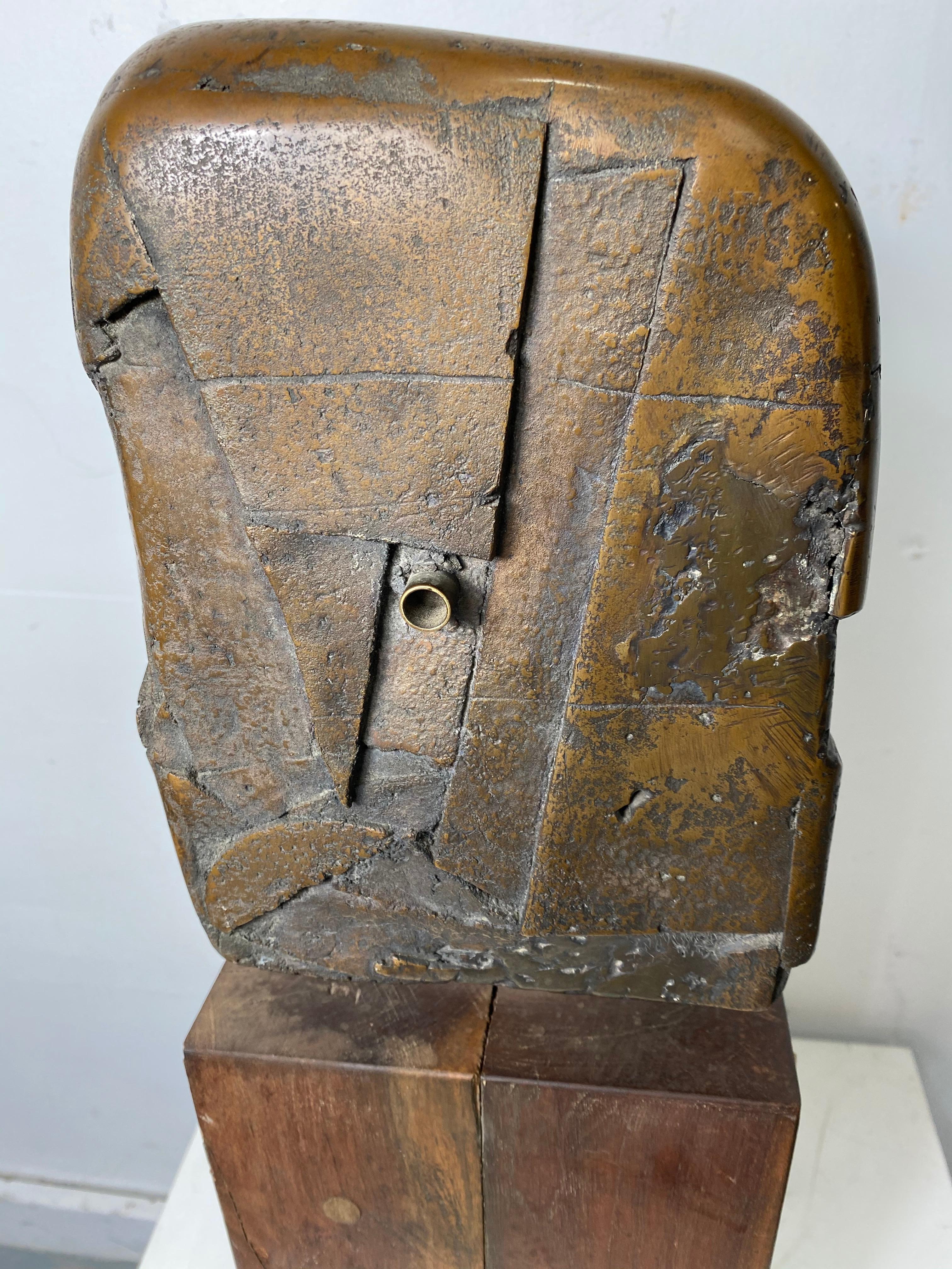 Bronze on Wood Brutalist Sculpture, 