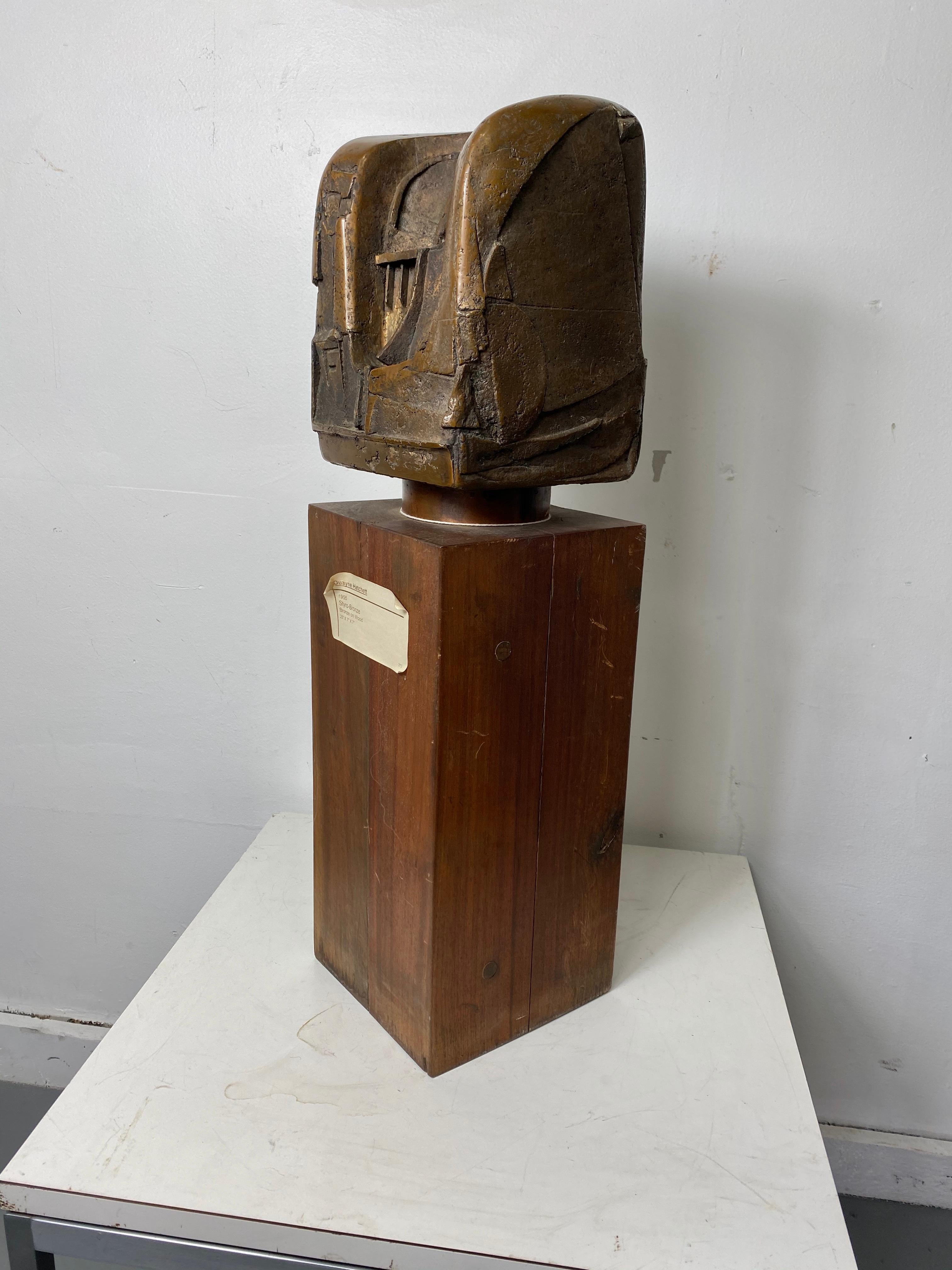 Bronze on Wood Brutalist Sculpture, 