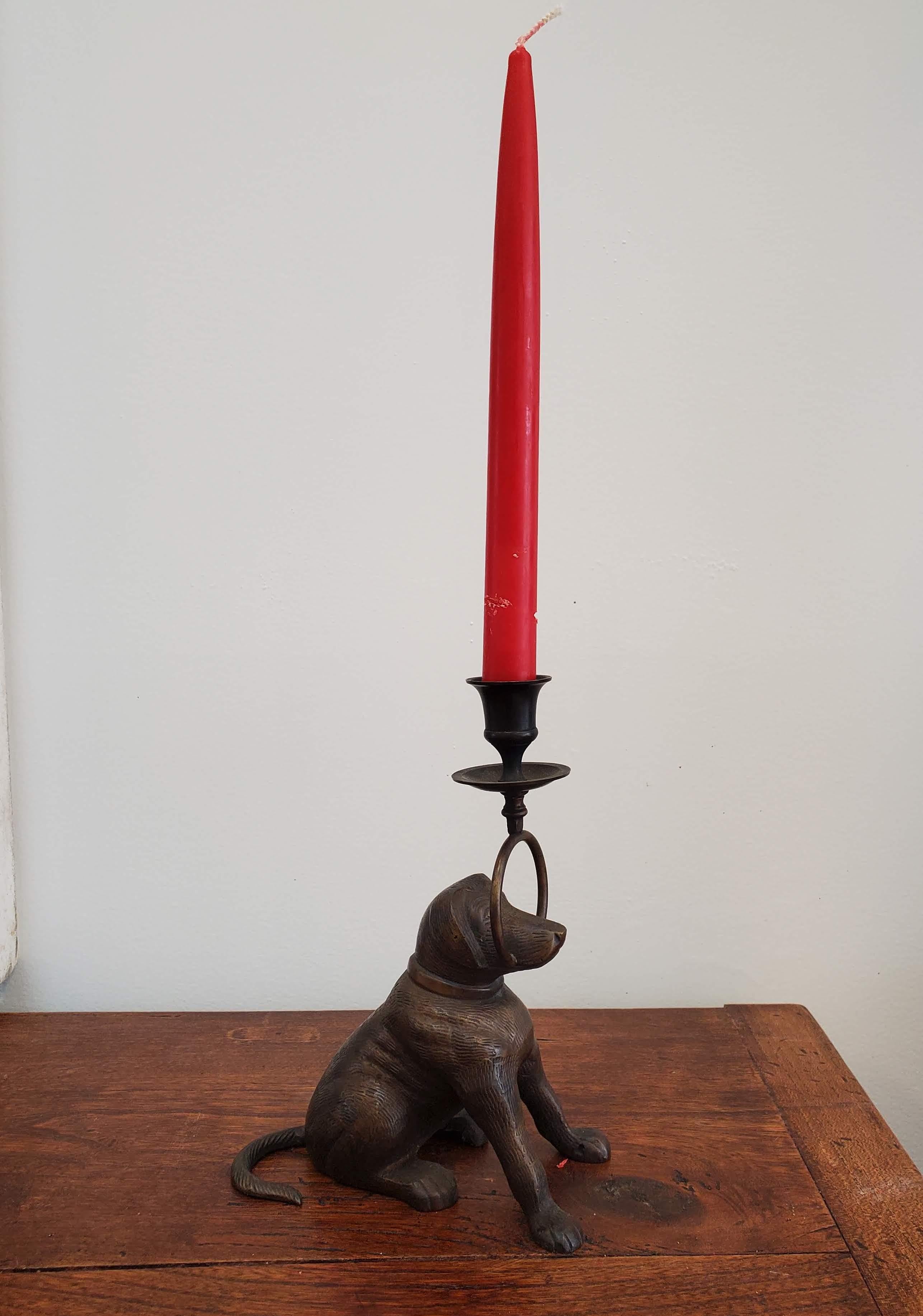Unknown Bronze Candle Holder in the Form of a Labrador Retriever