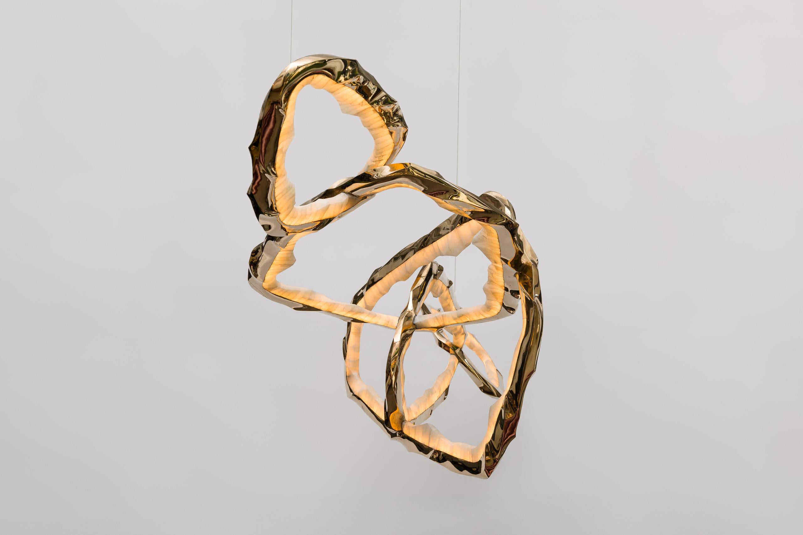 XXI secolo e contemporaneo Lampadario Circlet II in bronzo e onice in vendita