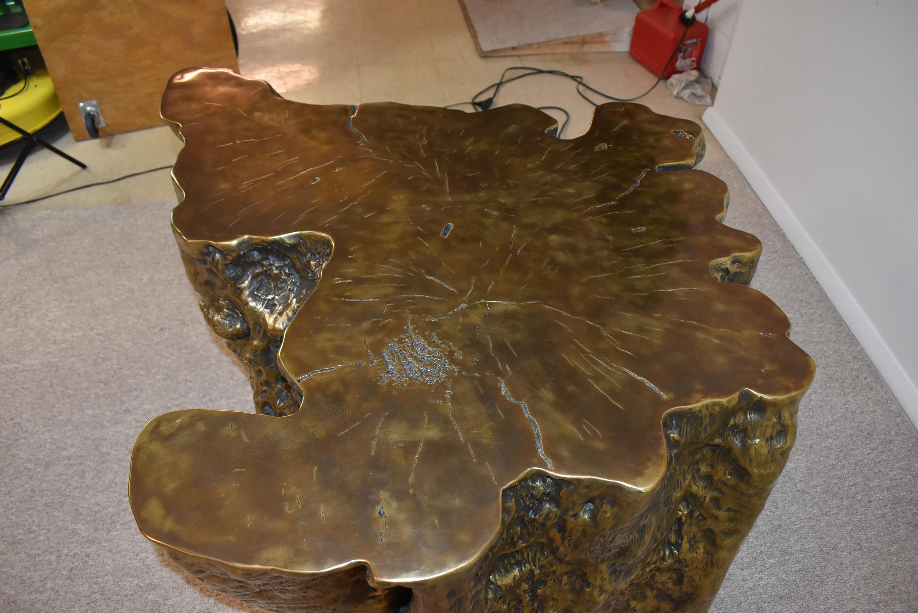 Brass Bronze Large Tree Trunk Table Base by Century Furniture Co. Grand Tour For Sale