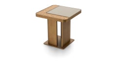 Bronze or Silver Finish Coffee Table, Mirror Insert Top with Decorative Mosaic