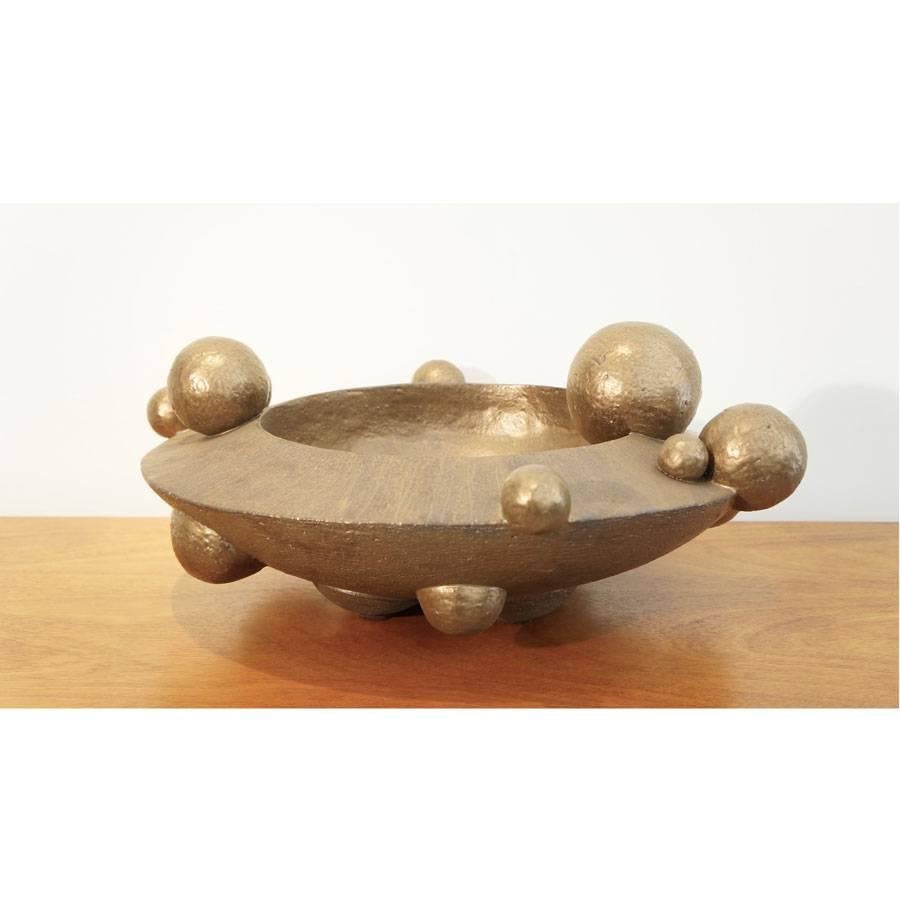 Mid-Century Modern Bronze Orb Vessel For Sale