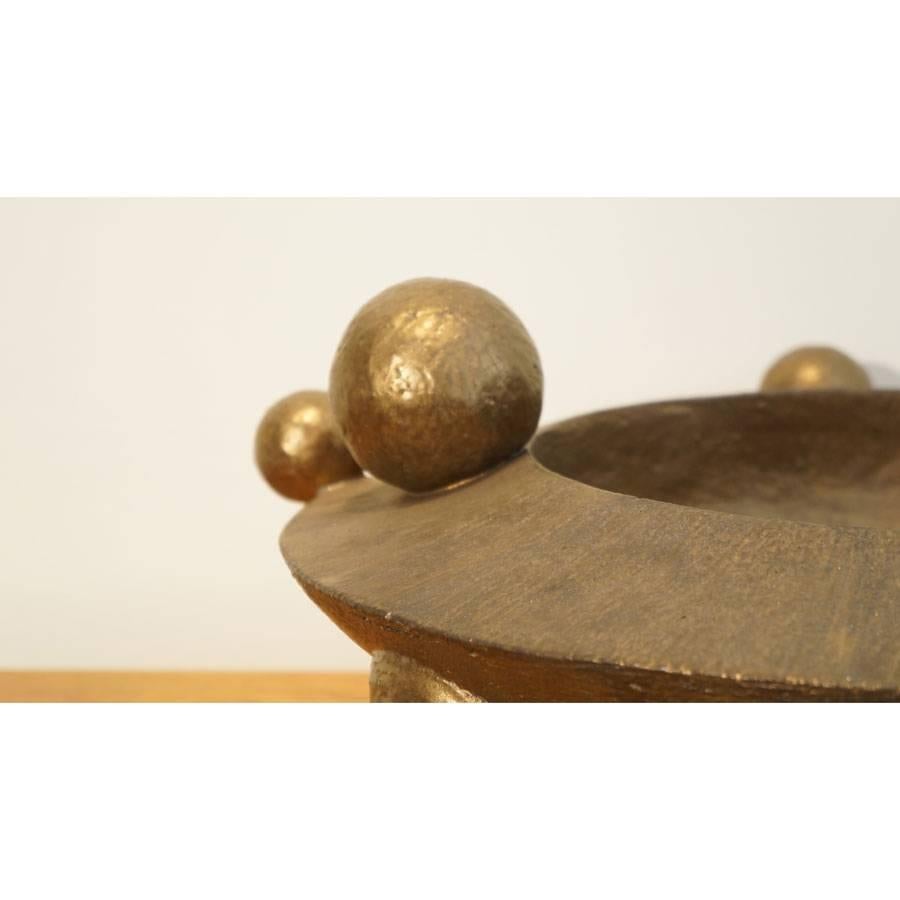 Contemporary Bronze Orb Vessel For Sale