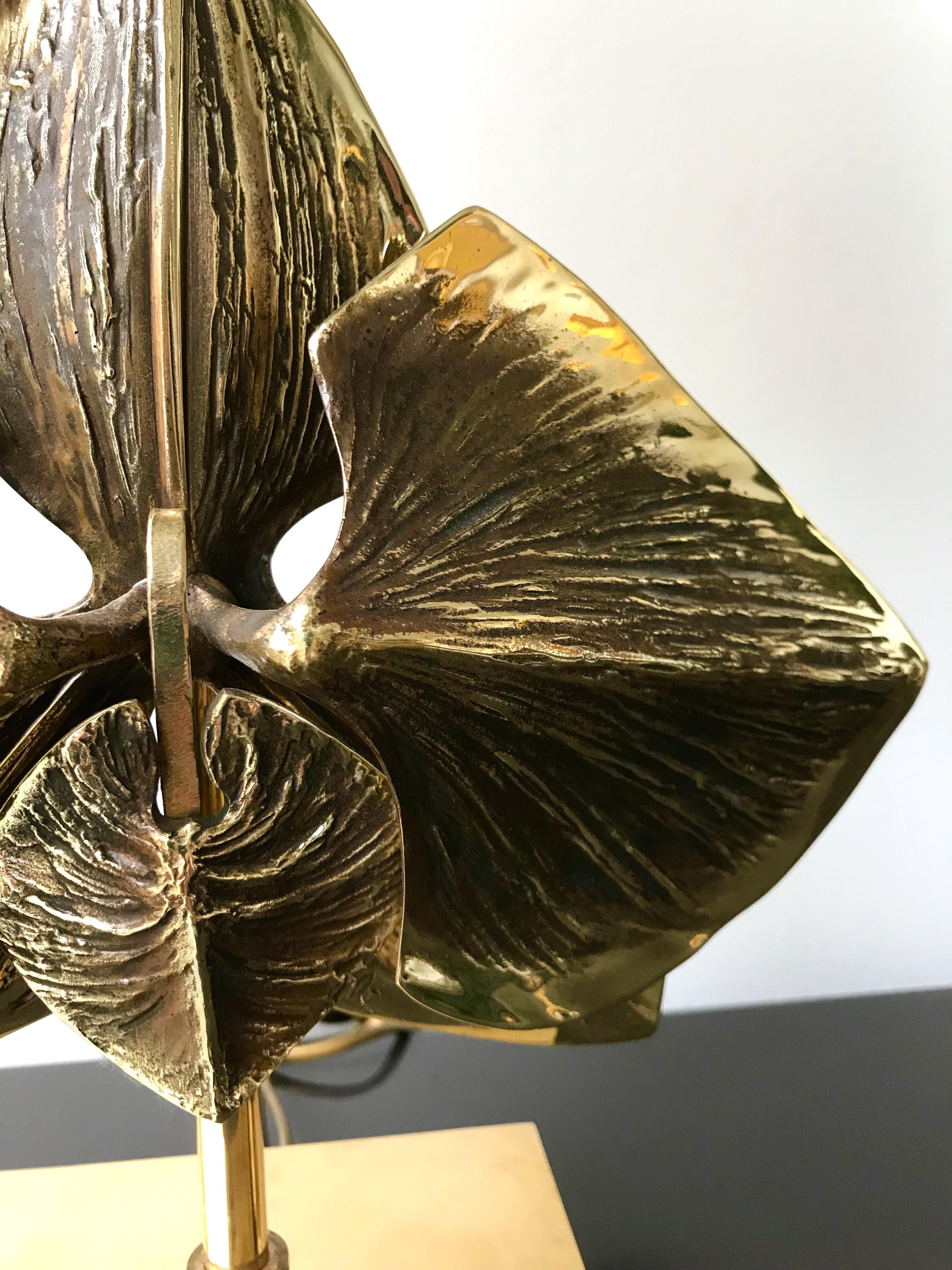 Late 20th Century Bronze Orchid Lamp by Maison Charles, France, 1970s