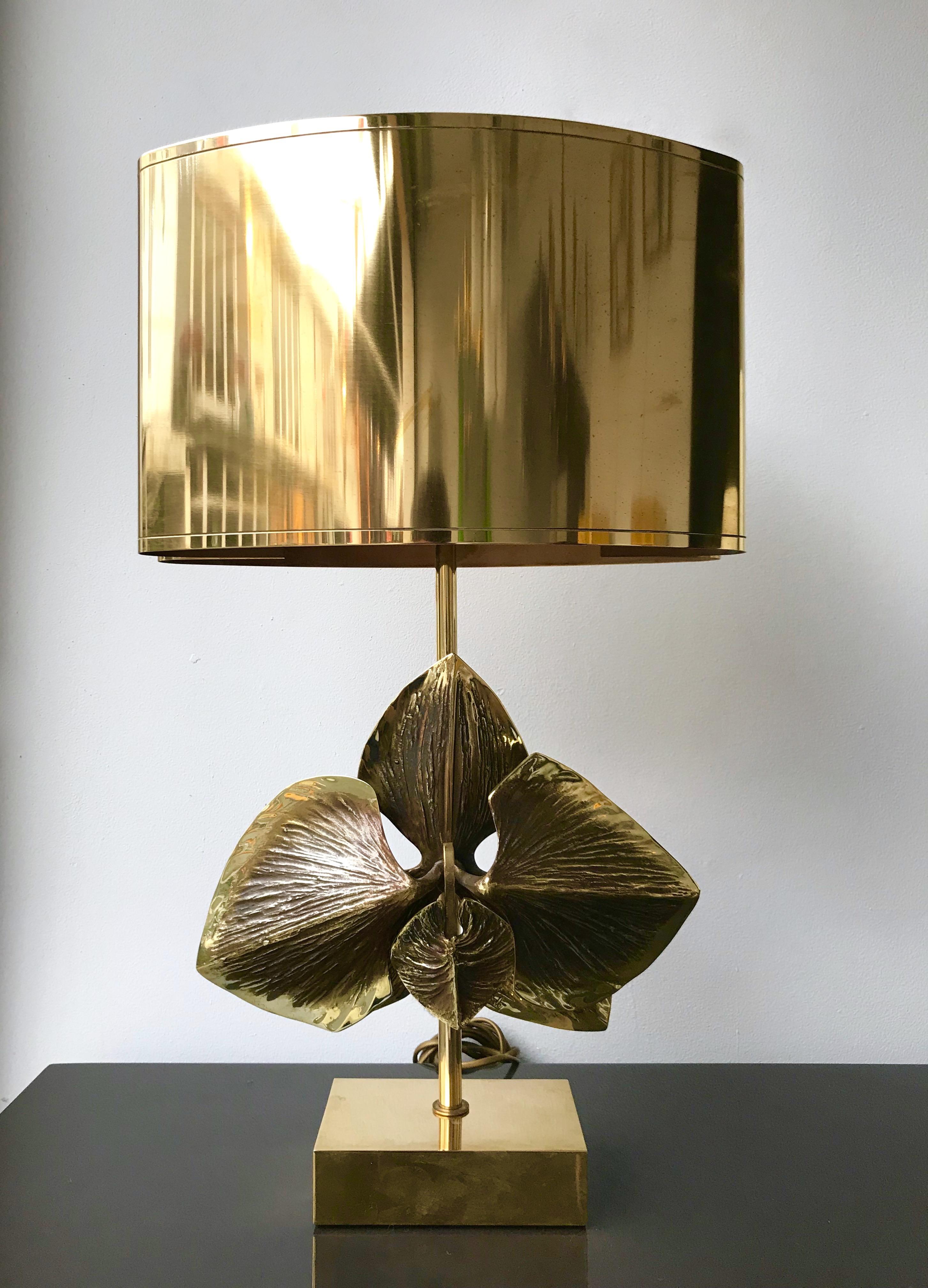 Bronze Orchid Lamp by Maison Charles, France, 1970s 2