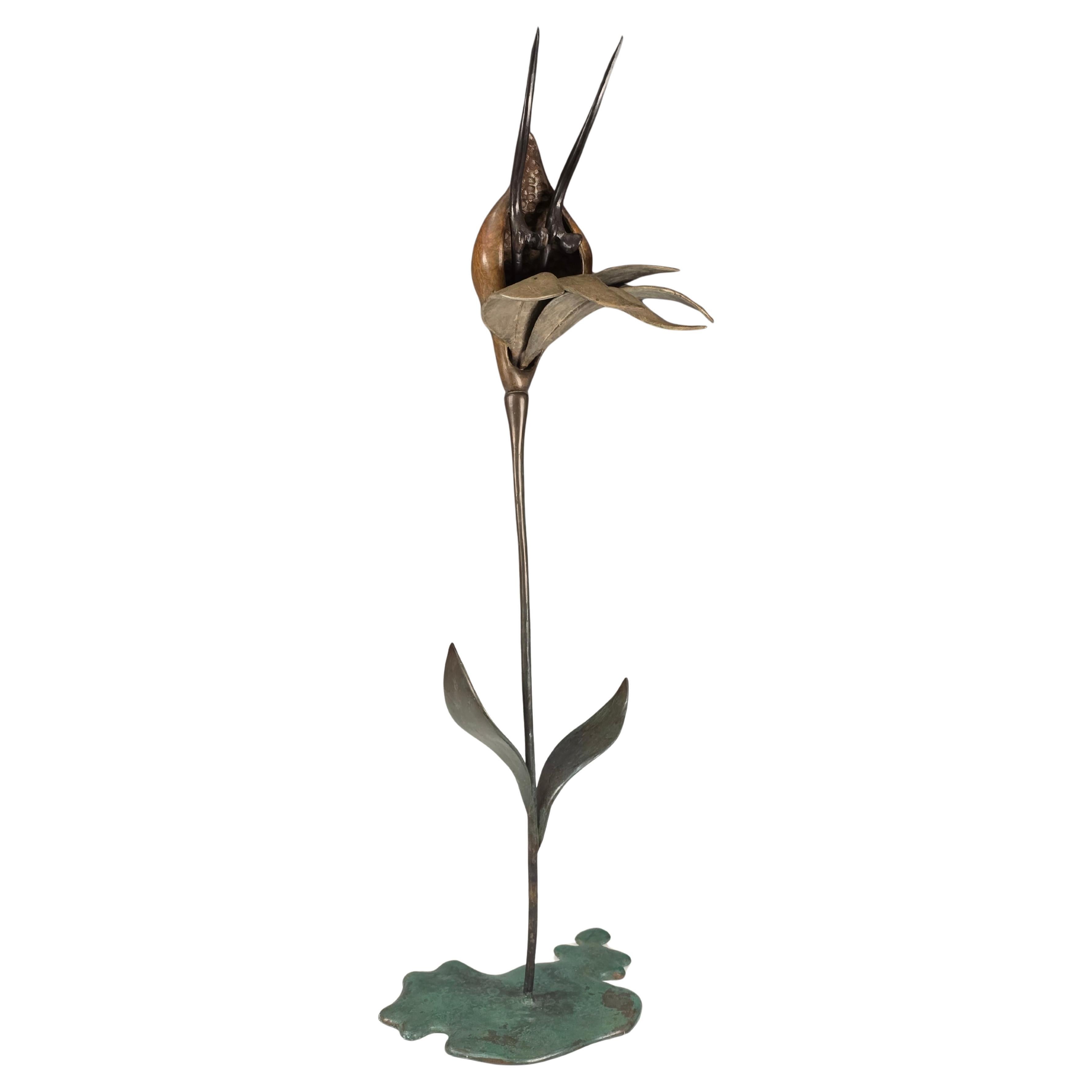 Escultura de orquídea de bronce de William Jauquet