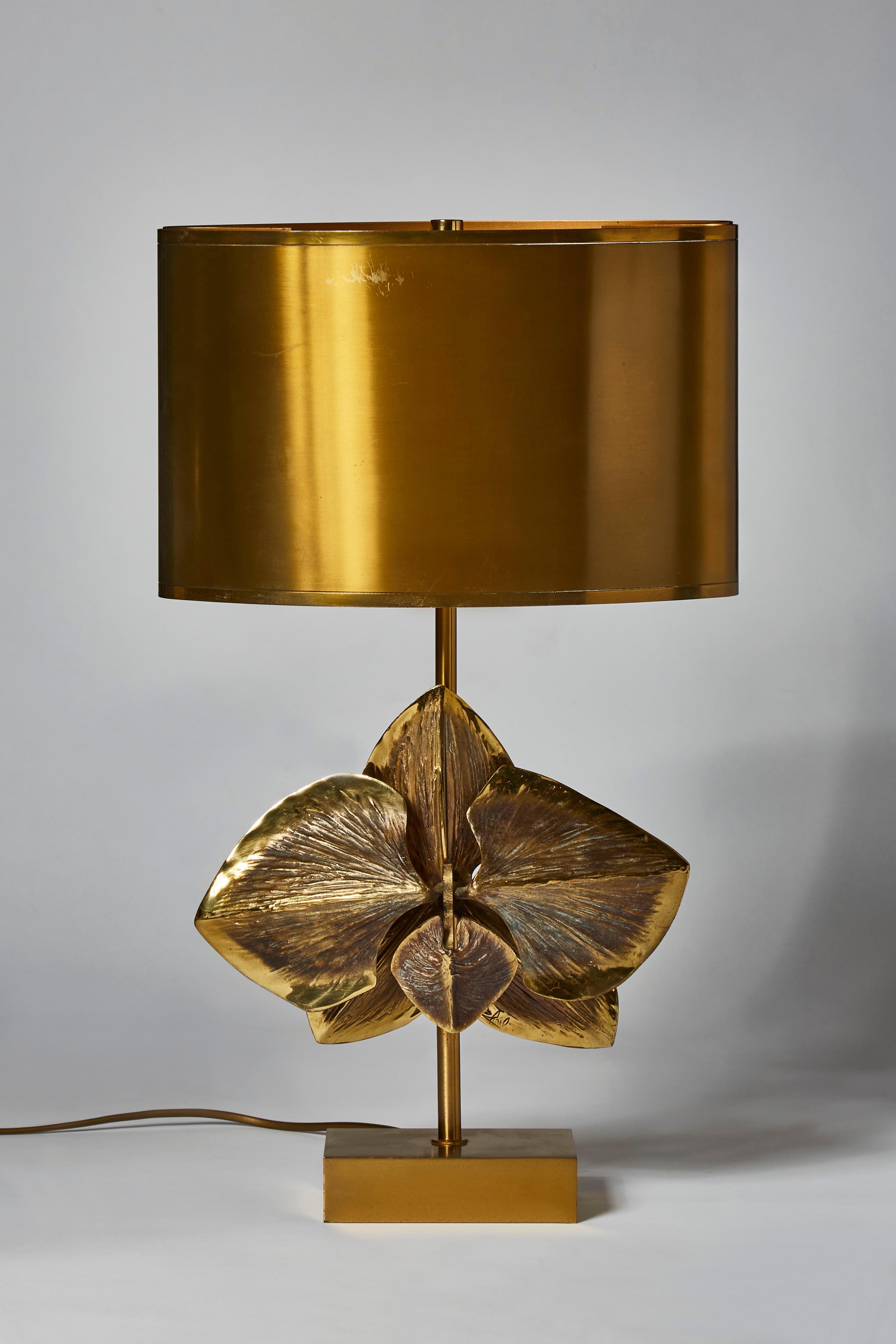 Late 20th Century Bronze Orchid Table Lamp by Maison Charles