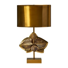 Orchideen-Tischlampe aus Bronze von Maison Charles
