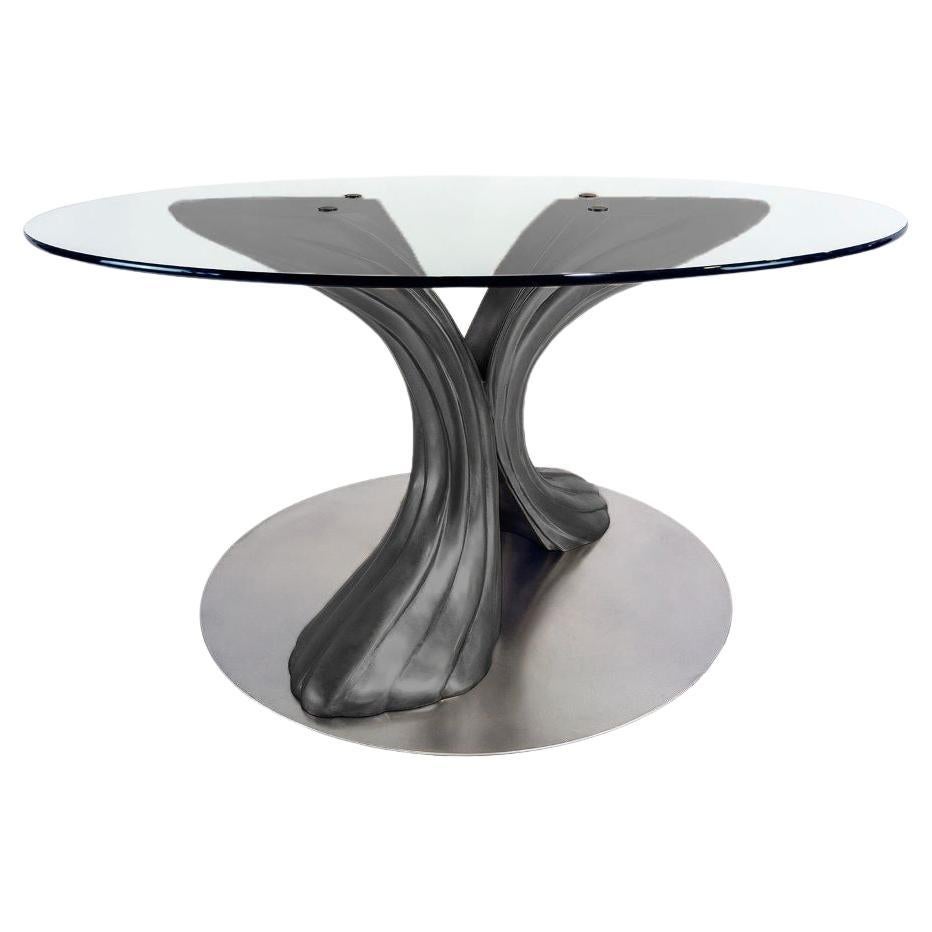 Bronze Organic Double Wave Design Table with Black Patina For Sale
