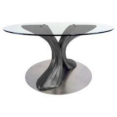 Bronze Organic Double Wave Design Table with Black Patina