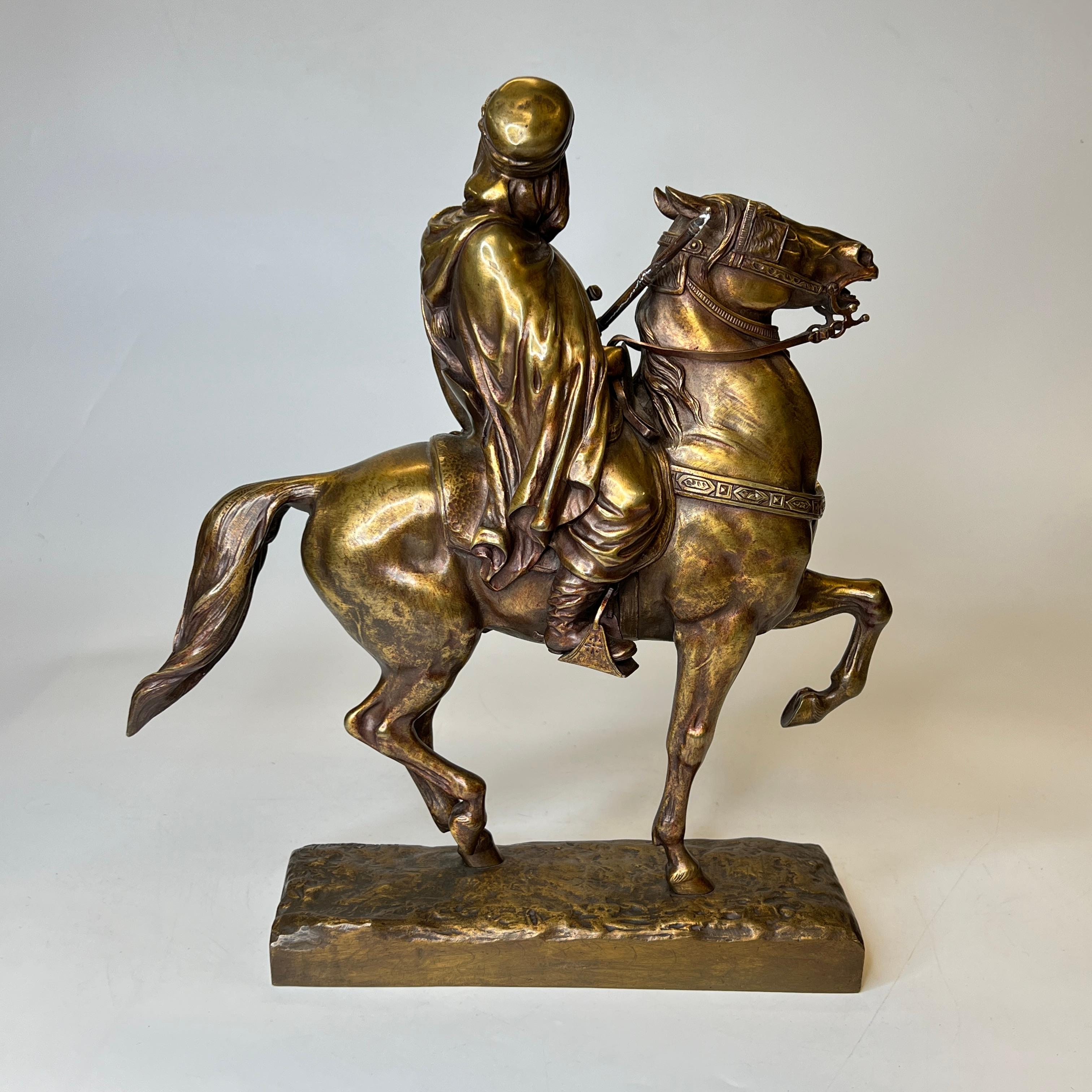 19th Century Bronze Orientalist Sculpture of Arab on Horseback After A. de Gericke