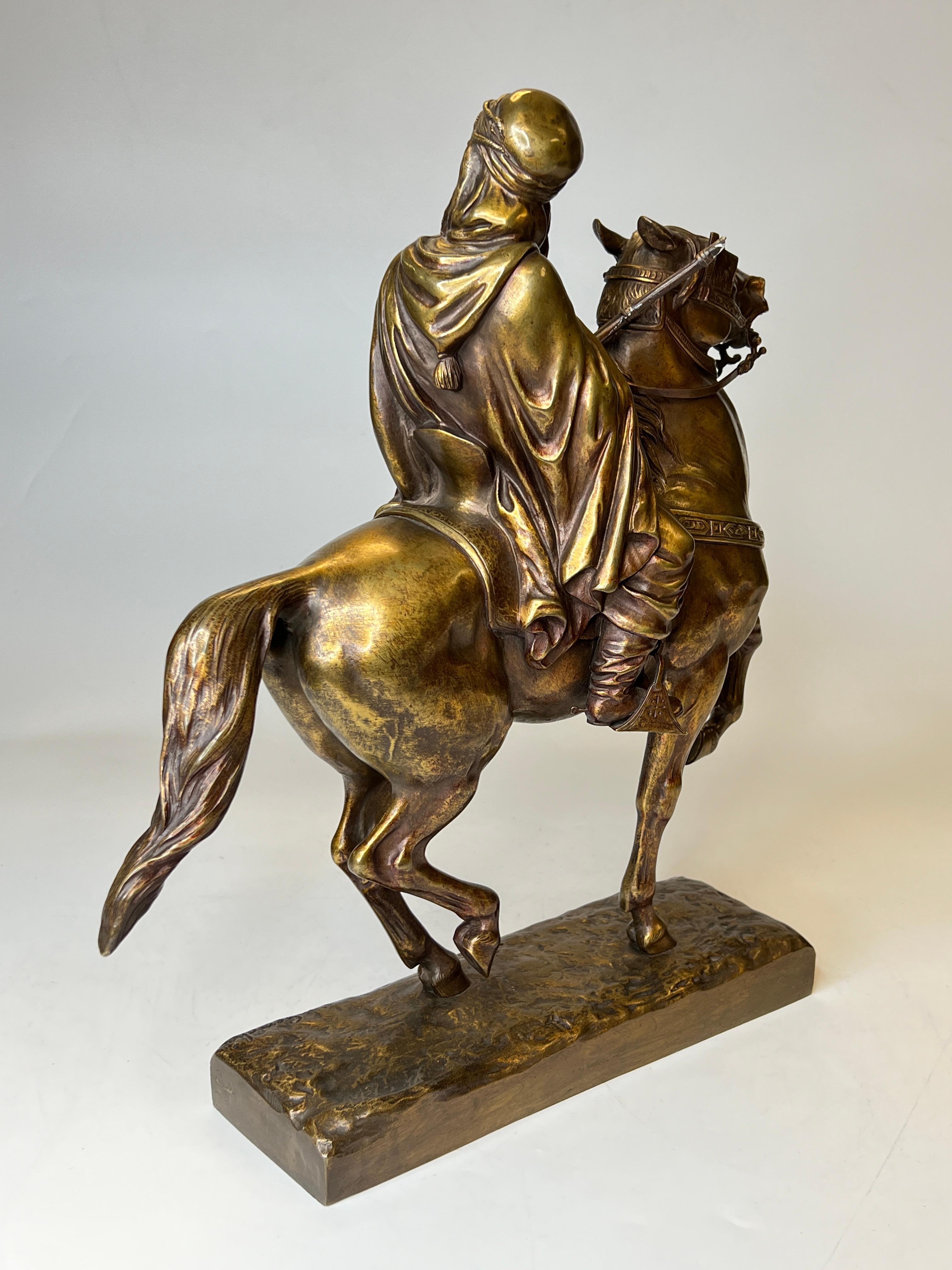 Bronze Orientalist Sculpture of Arab on Horseback After A. de Gericke 2