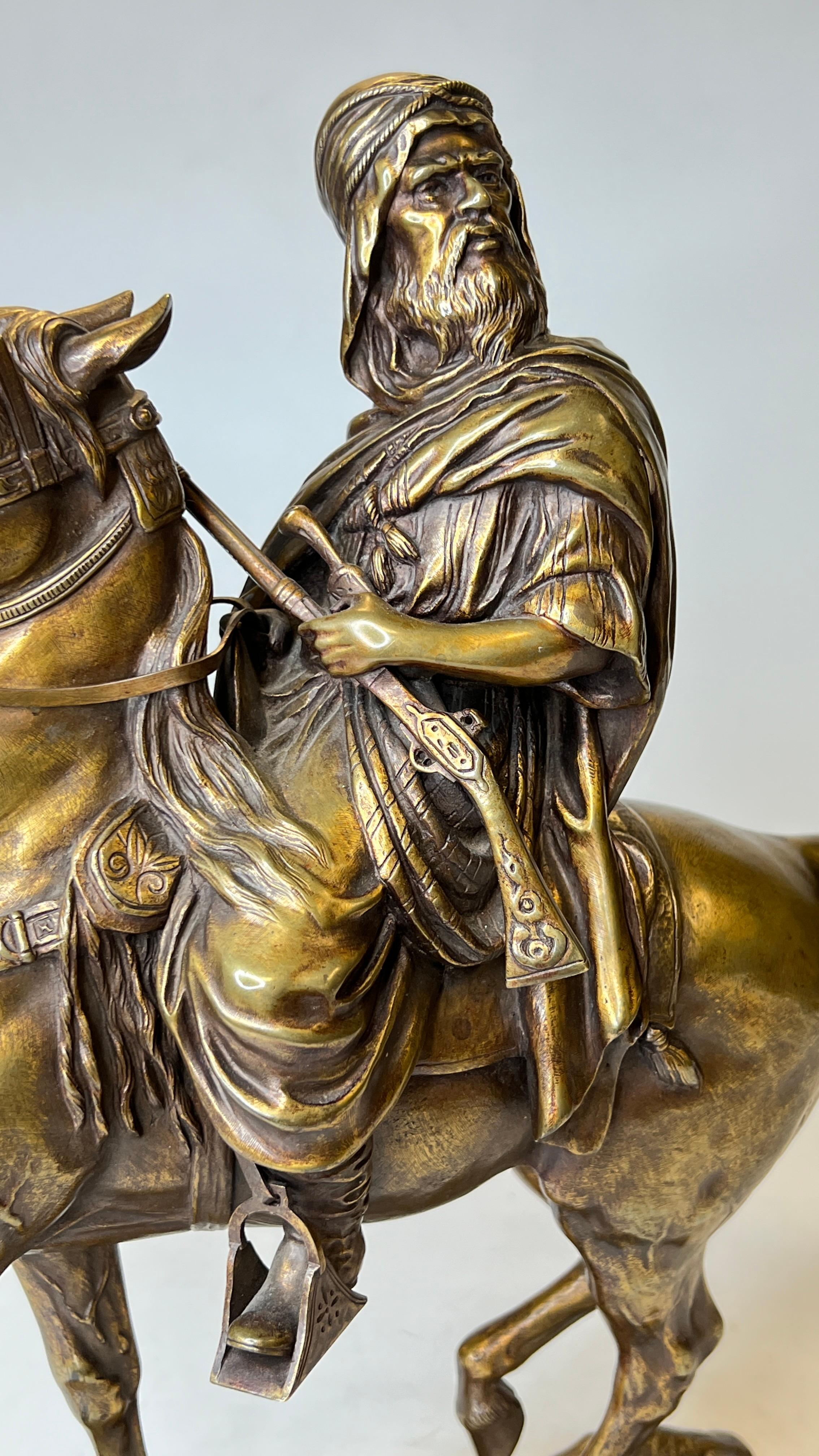 Bronze Orientalist Sculpture of Arab on Horseback After A. de Gericke 3