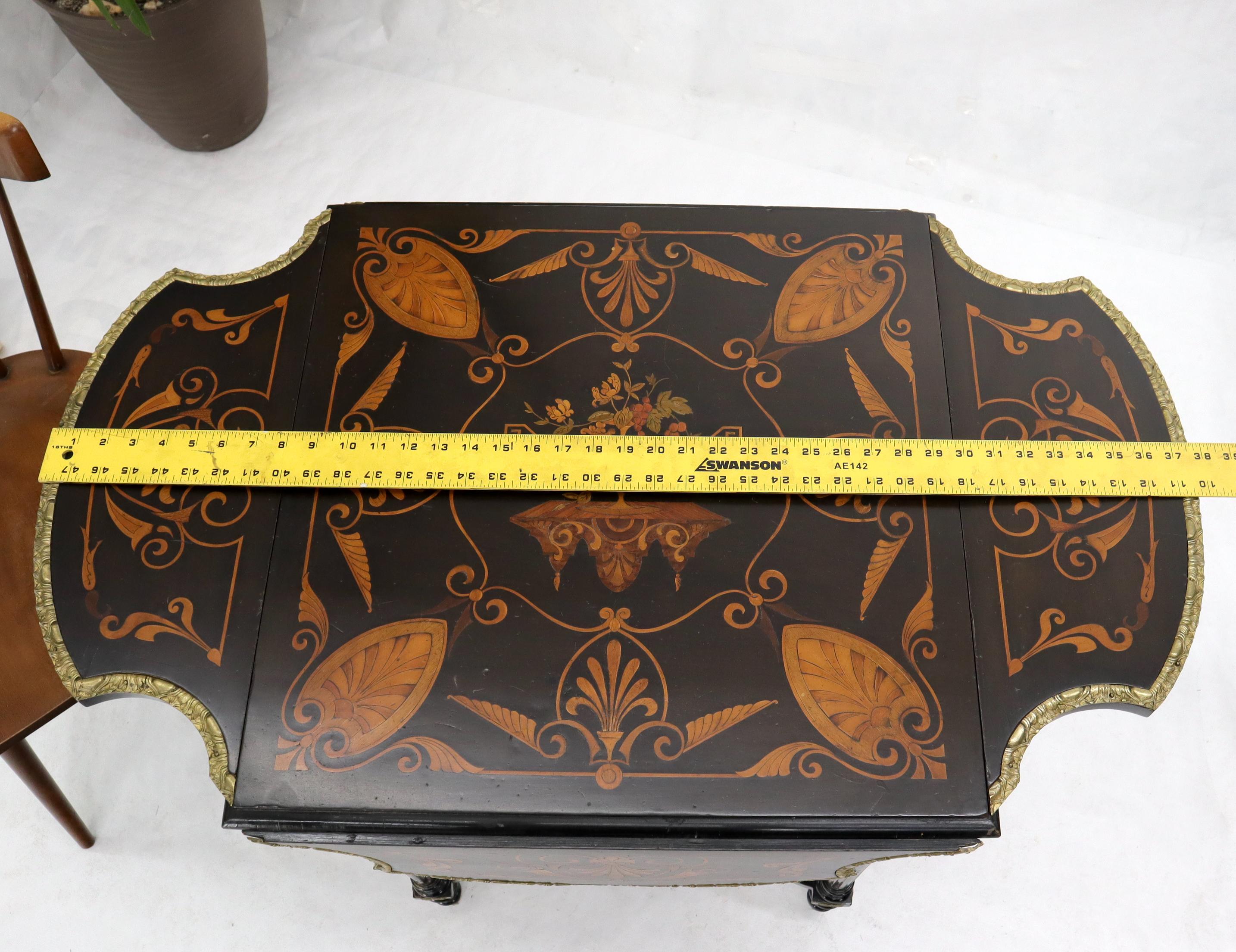 Bronze Ormolu Ebonized Mahogany Inlay Drop-Leaf Top Game Table Guerdon For Sale 7