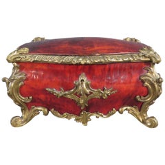 Bronze Ormolu Mounted French Louis XV Jewelry Casket in Tortoiseshell circa 1870