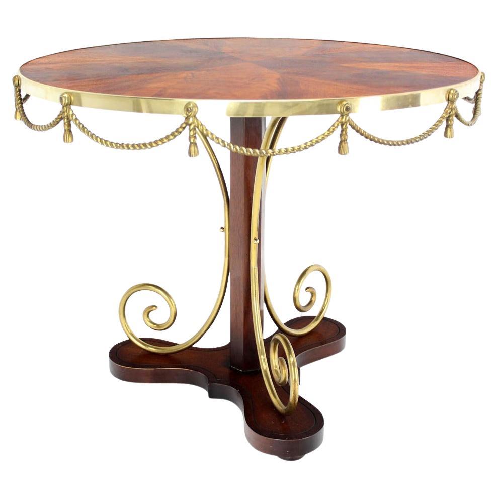 Bronze Ormolu Rope Tassels Neoclassical Gueridon Center Cafe Game Lamp Table For Sale