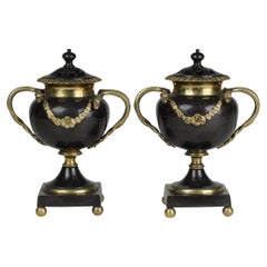 Bronze & Ormolu Vase Shaped Candlesticks or Pastille/Incense Burners