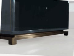 Bronze, Orsi, Mrs. Kamini Jivan, Nightstand, Grey Figured Sycamore, Bronze Brass