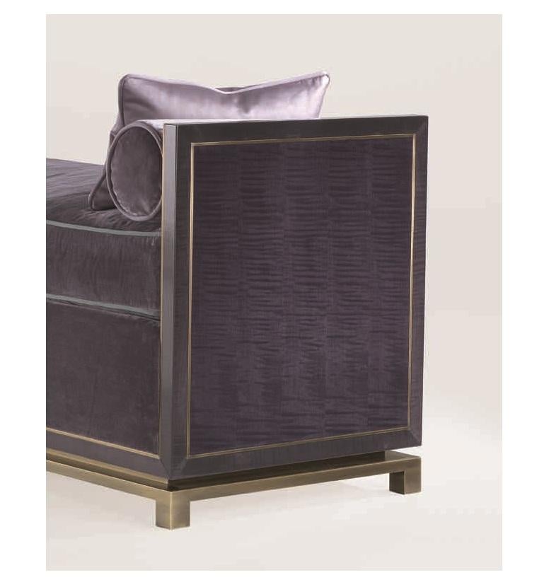 Contemporary Bronze, Orsi, Mrs. Kamini Jivan, Chaise, Grey Figured Sycamore, Bronze Trimming For Sale