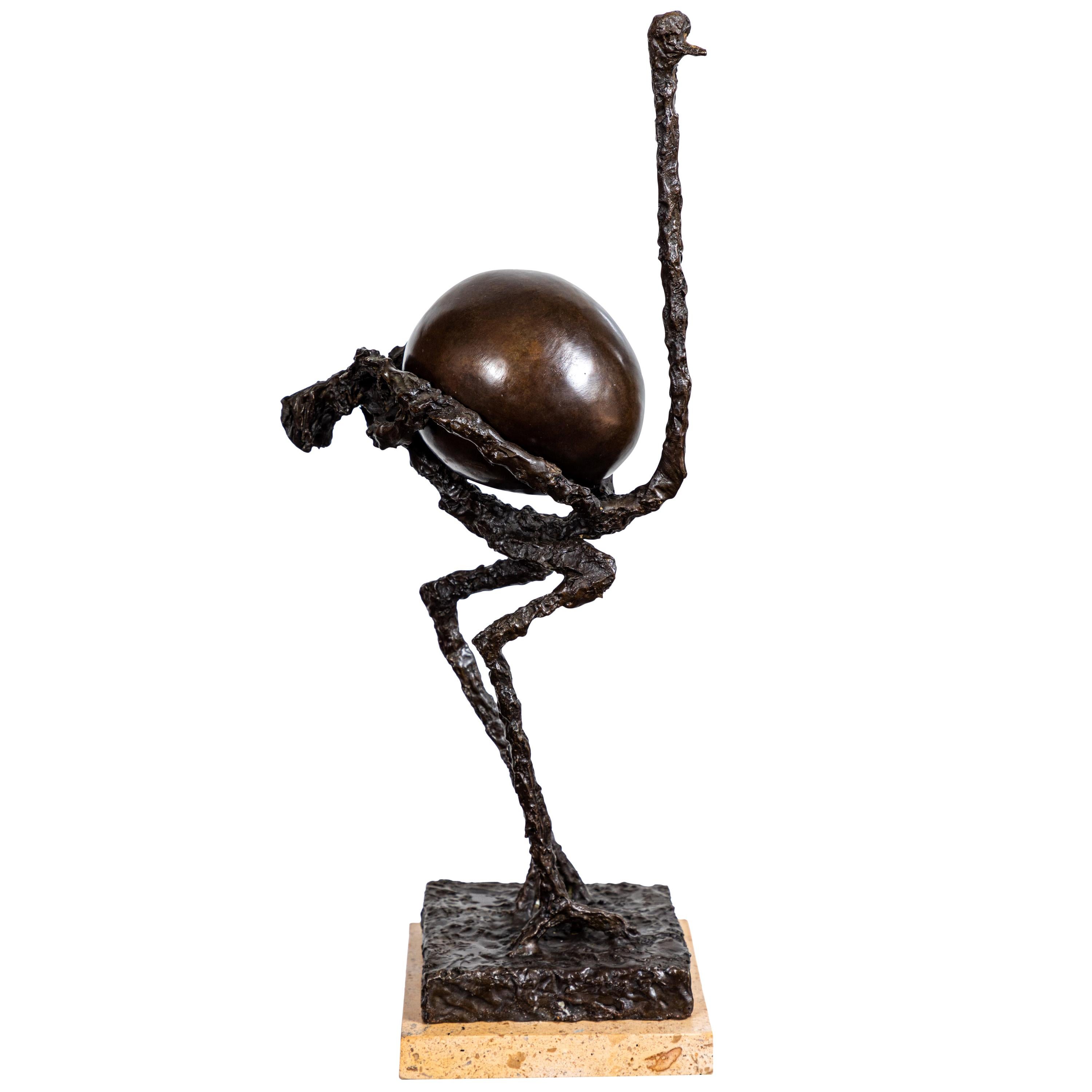 Sculpture d'autruche en bronze