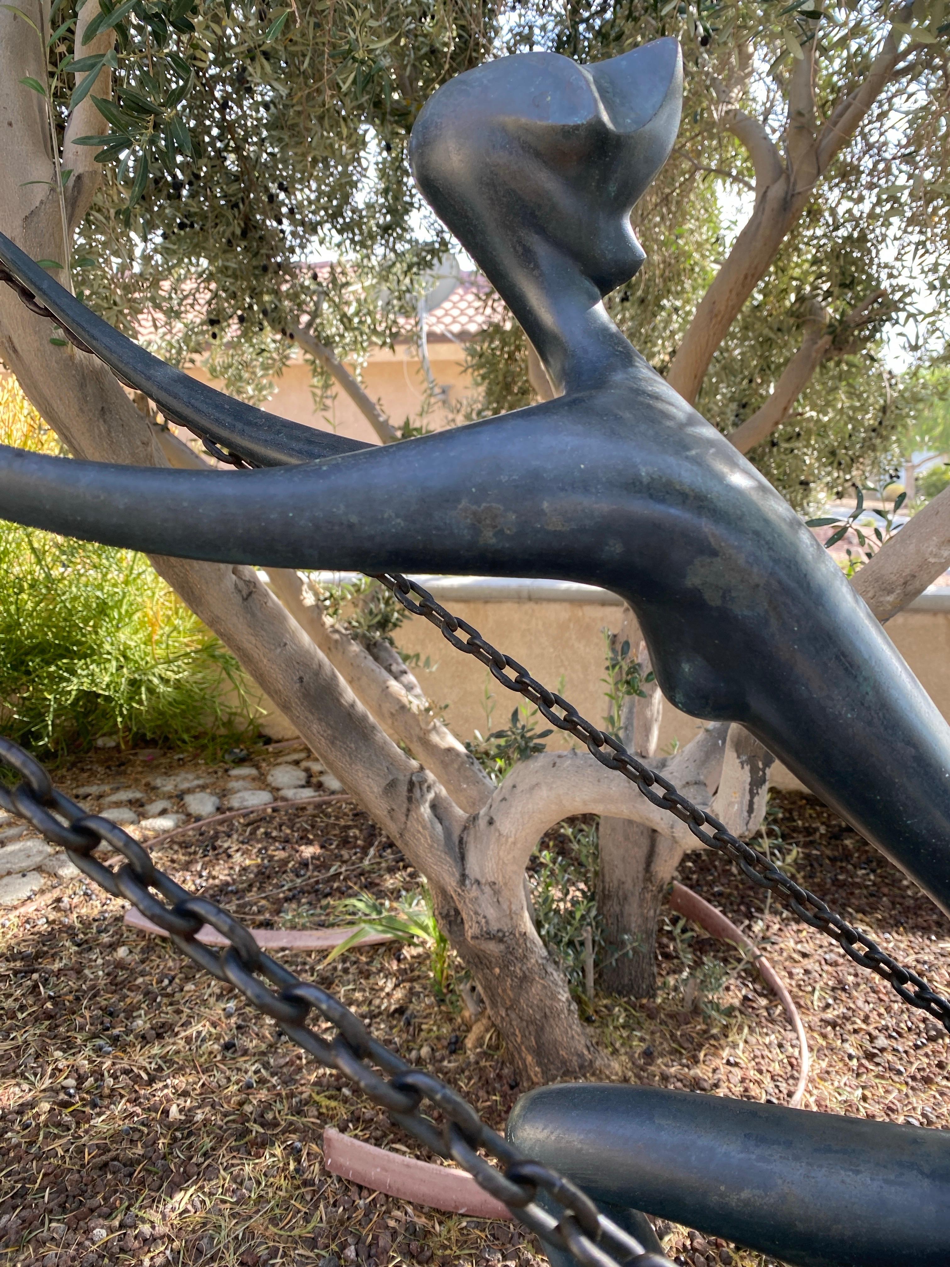 Bronze Outdoor/Indoor Large Rare Sculpture “The Swing” Leon Bronstein, Israel 3